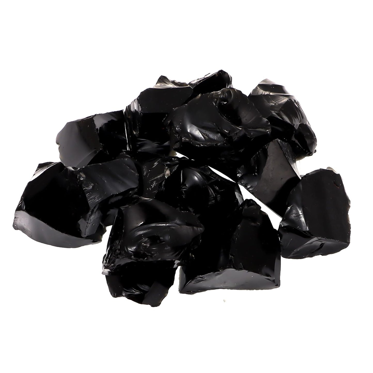 1Lb Black Obsidian Crystal Rocks Raw Stones for Tumbling, Black Obsidian Crystals Bulk Rough Gemstone for Jewelry Making, Healing, Meditation, Sculpture