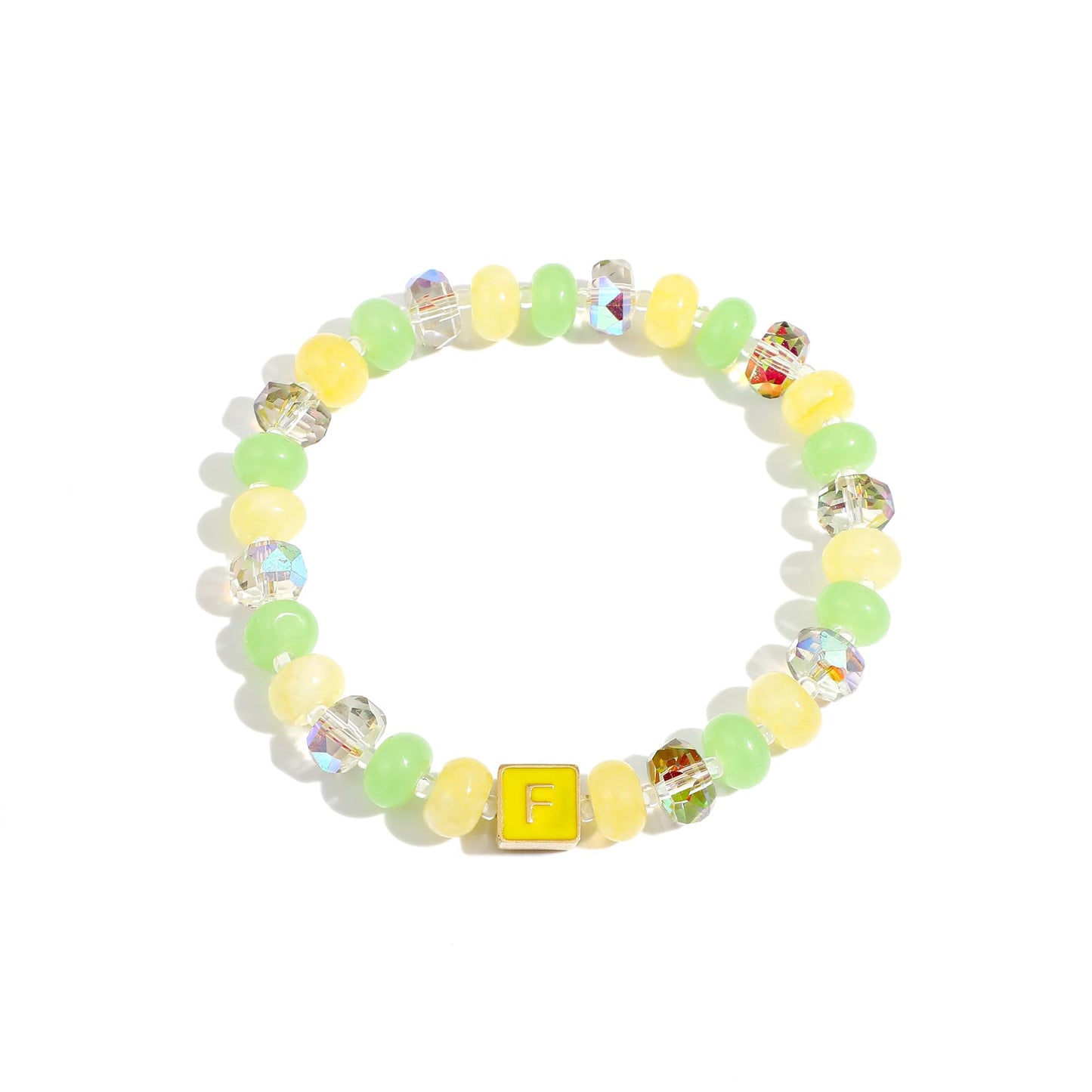 SLYAIH Colorful Beaded Initial Bracelets for Women Boho Crystal Beaded Elastic Stretch Bracelet A-Z Letter Bracelet Handmade Jewelry Gifts for Women