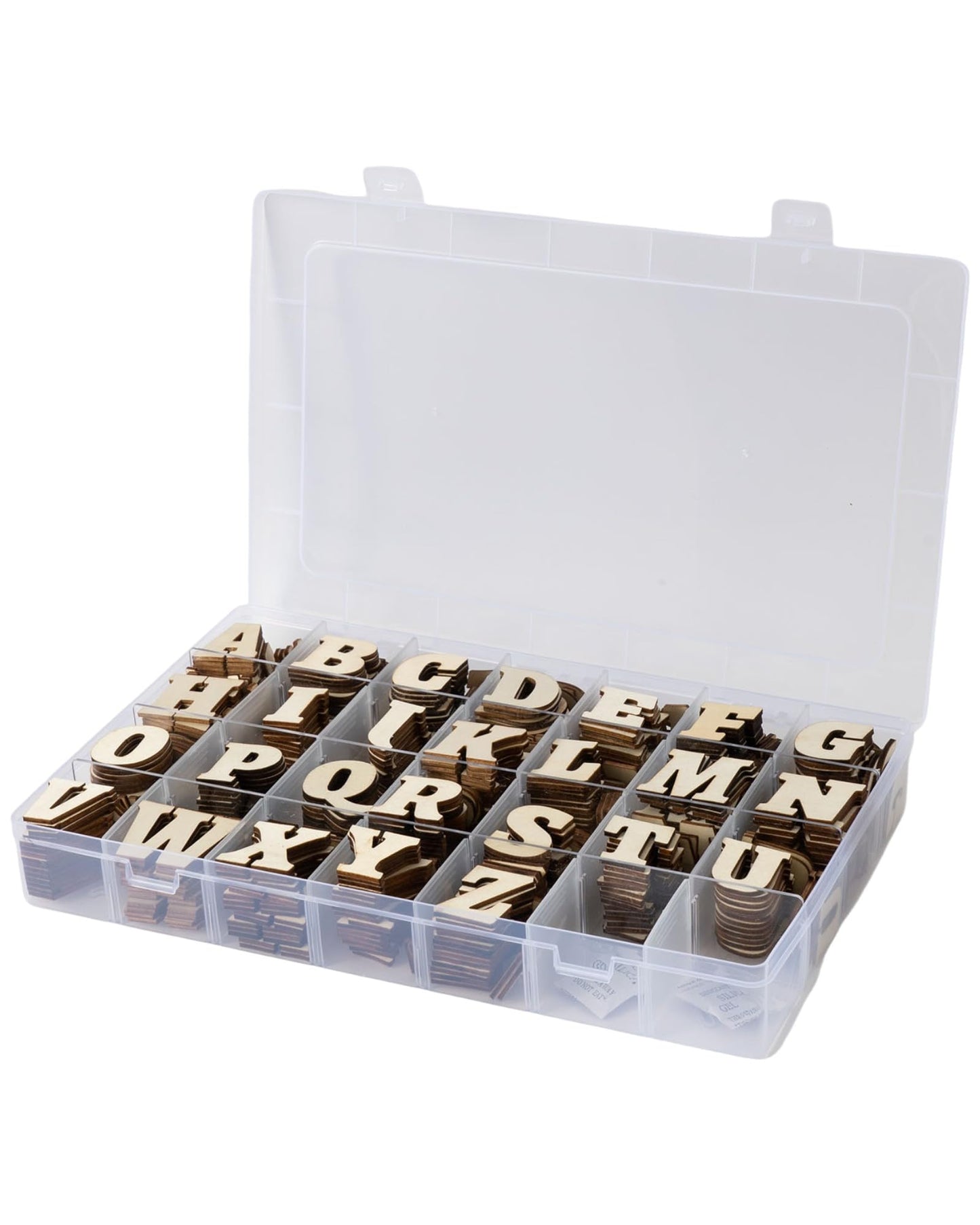 520 Pieces of 1.3 inch Wooden Letters, Wooden Numbers, Mini Blank Wooden Symbols, Unfinished Wooden Letter Storage Tray for Home Decoration, Spelling Education, Homemade Crafts, Party Gifts