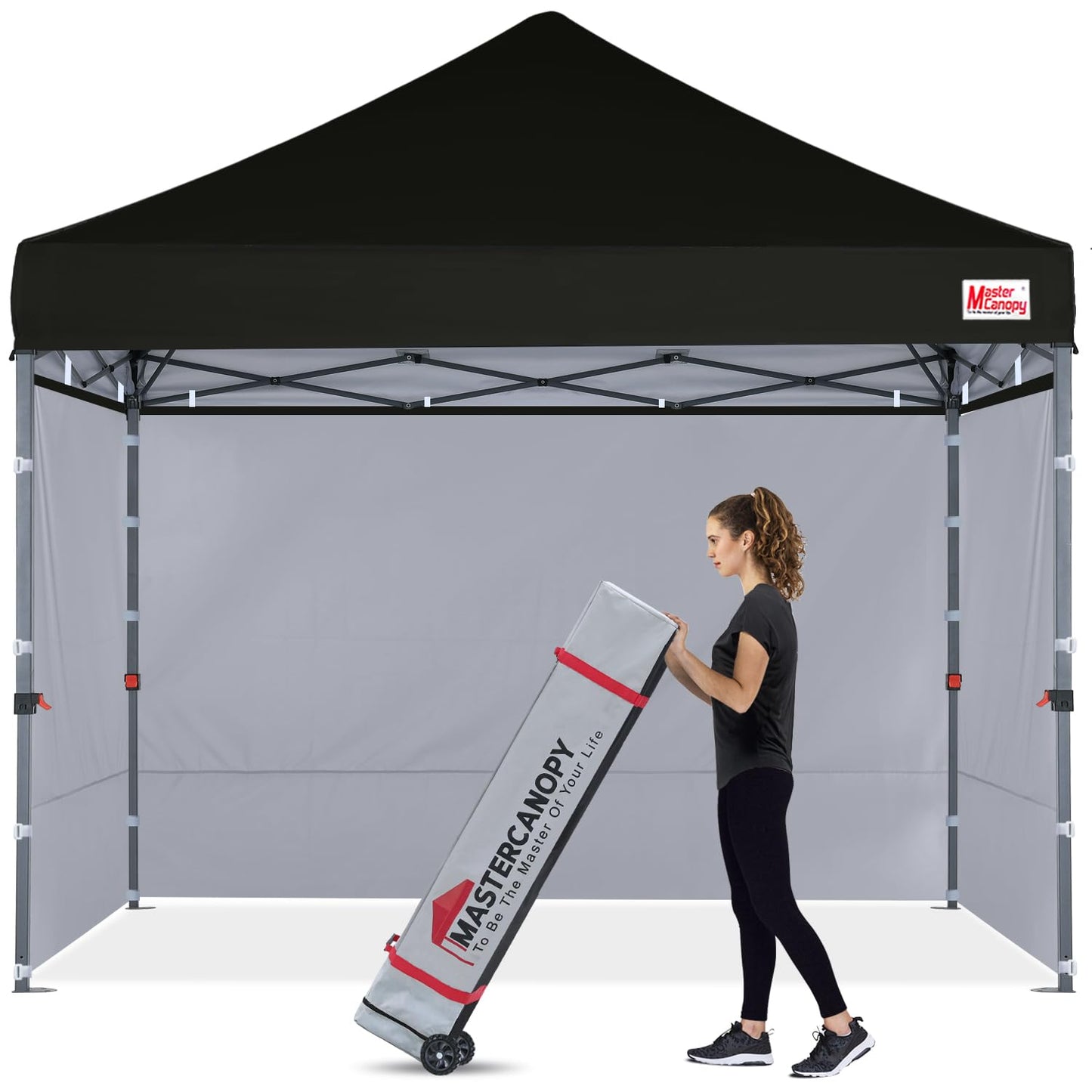 MASTERCANOPY Heavy Duty Pop-up Canopy Tent with Sidewalls (8x8,Black)