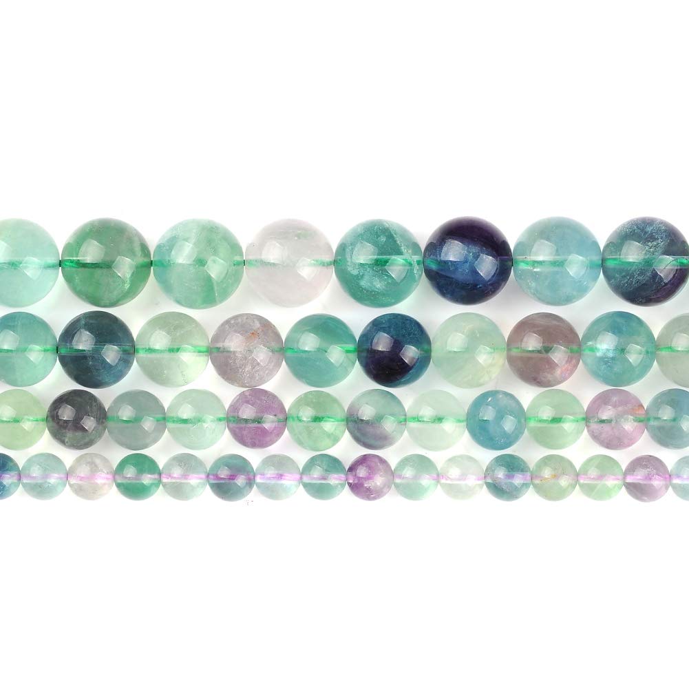 10mm Natural Fluorite Gemstone Round Loose Beads Crystal Stone Bracelet Necklace Accessories Crafts for Jewelry Making DIY,1 Strand 15"
