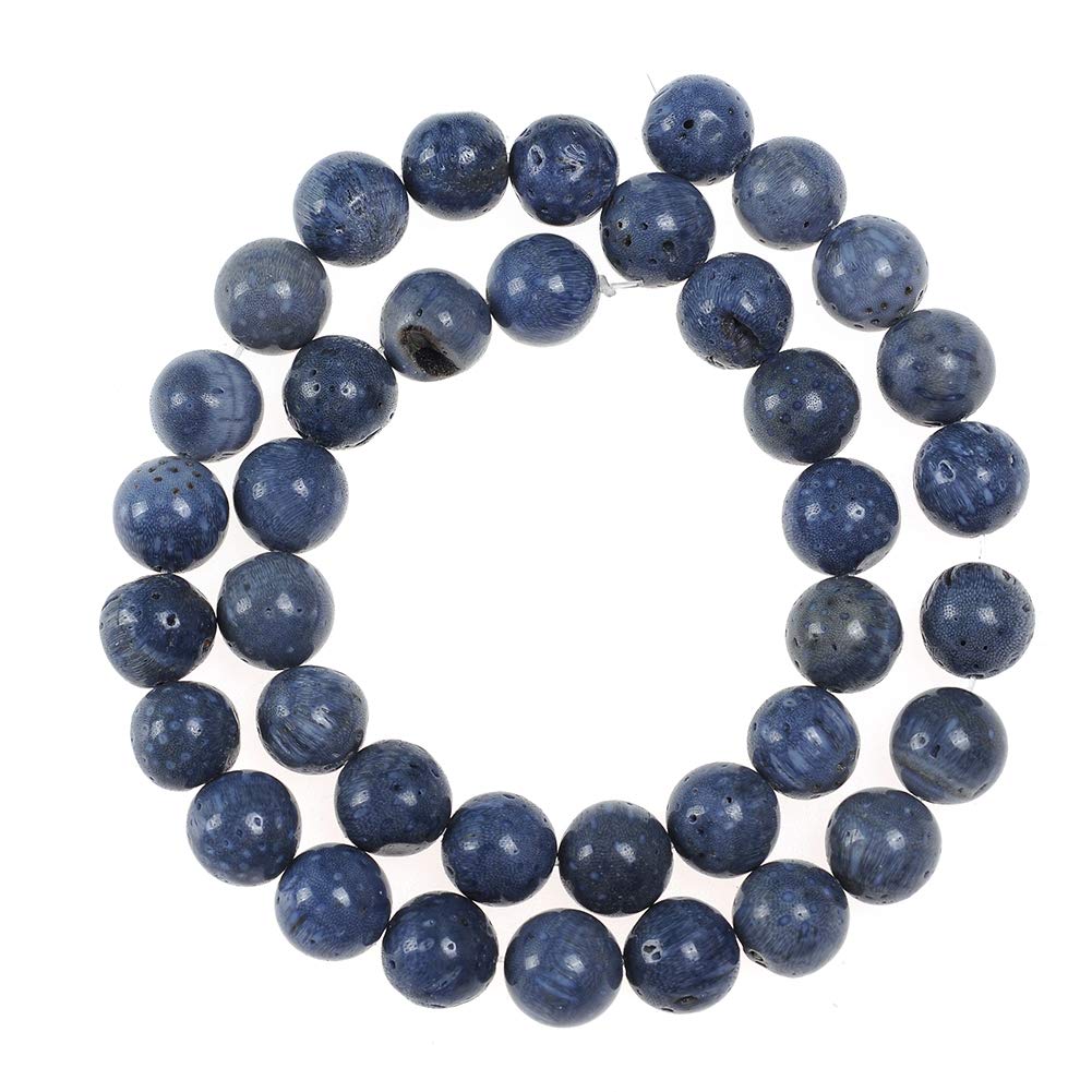 10mm Natural Blue Coral Gemstone Round Loose Beads Crystal Stone Bracelet Necklace Accessories Crafts for Jewelry Making DIY,1 Strand 15"