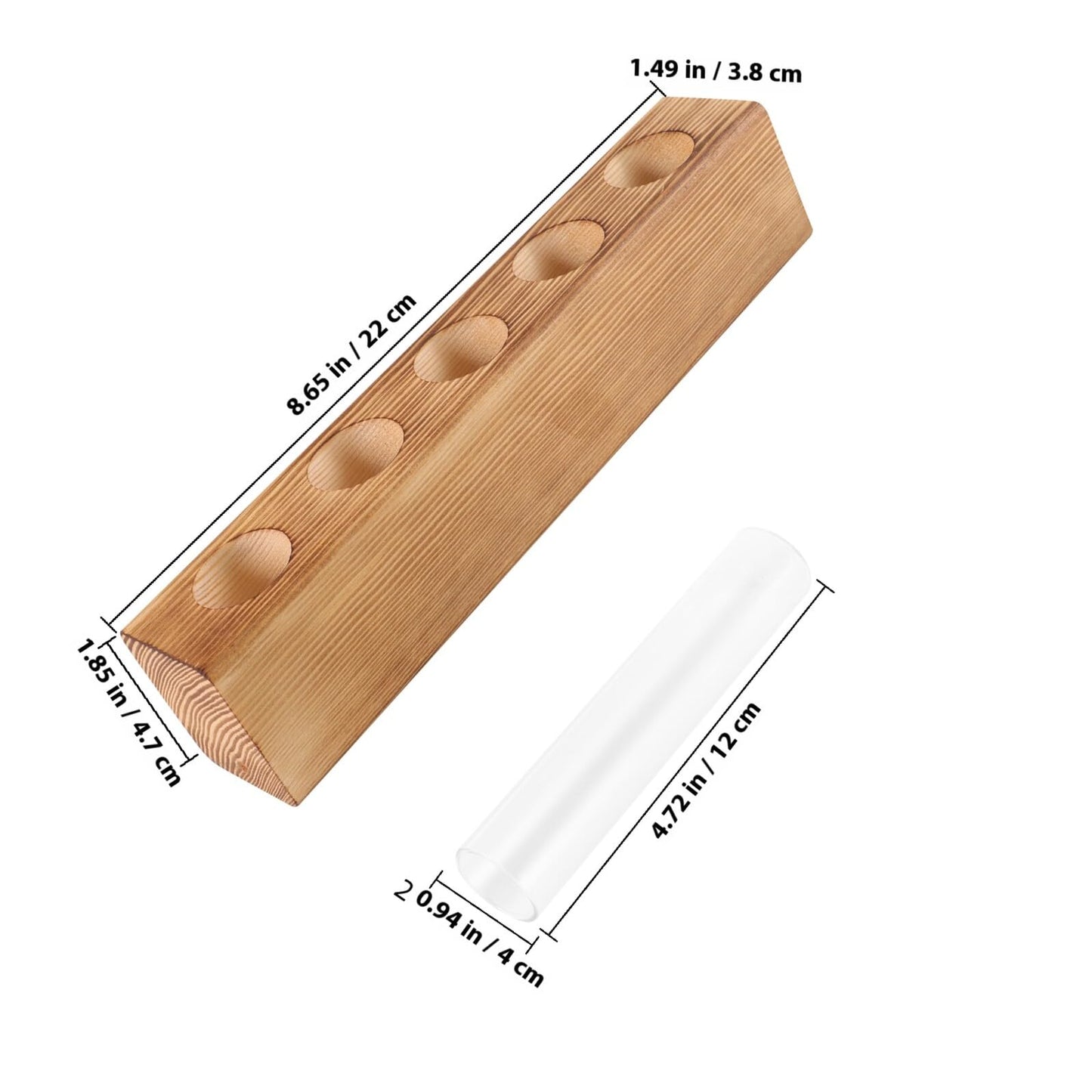 HEANUJJ Glass Planter Terrarium with 5-Hole Wooden Stand Hydroponic Vase for Indoor Plants Desktop Propagation Station Tabletop Water Planter