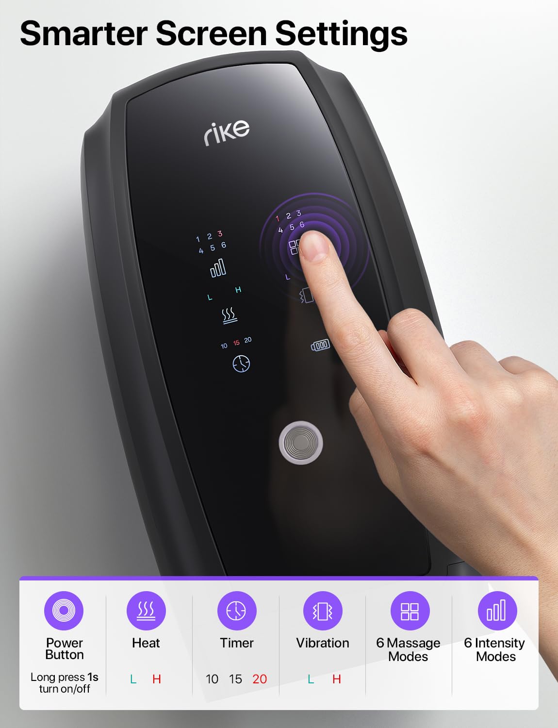 RIKE Hand Massager, 6 Modes 6 Intensities Hand Massager with Heat and Compression Arthritis and Carpal Tunnel, Mothers Day Gifts for Women Men (Black)