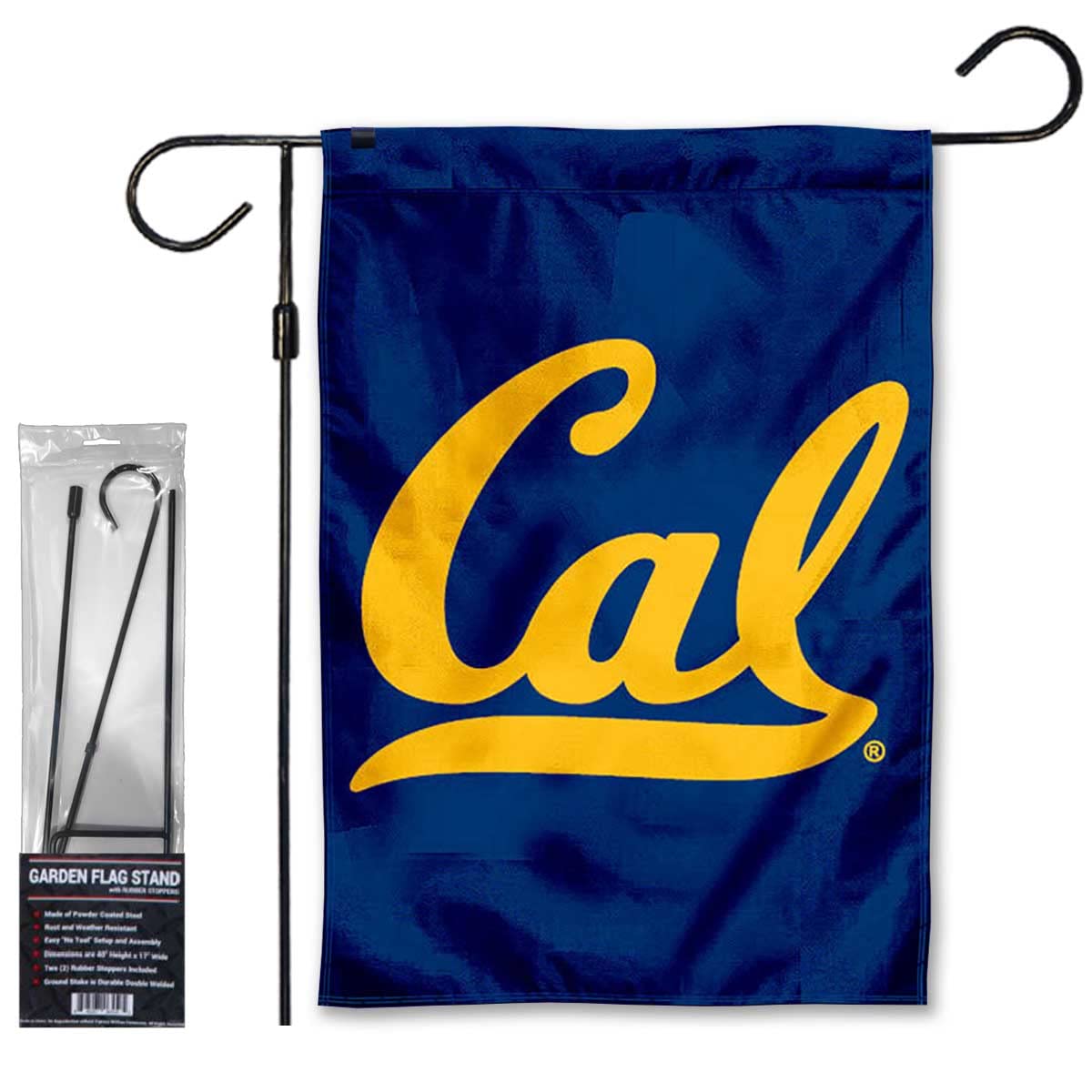 Cal Berkeley Golden Bears Garden Banner Flag with Flag Pole Stand Set