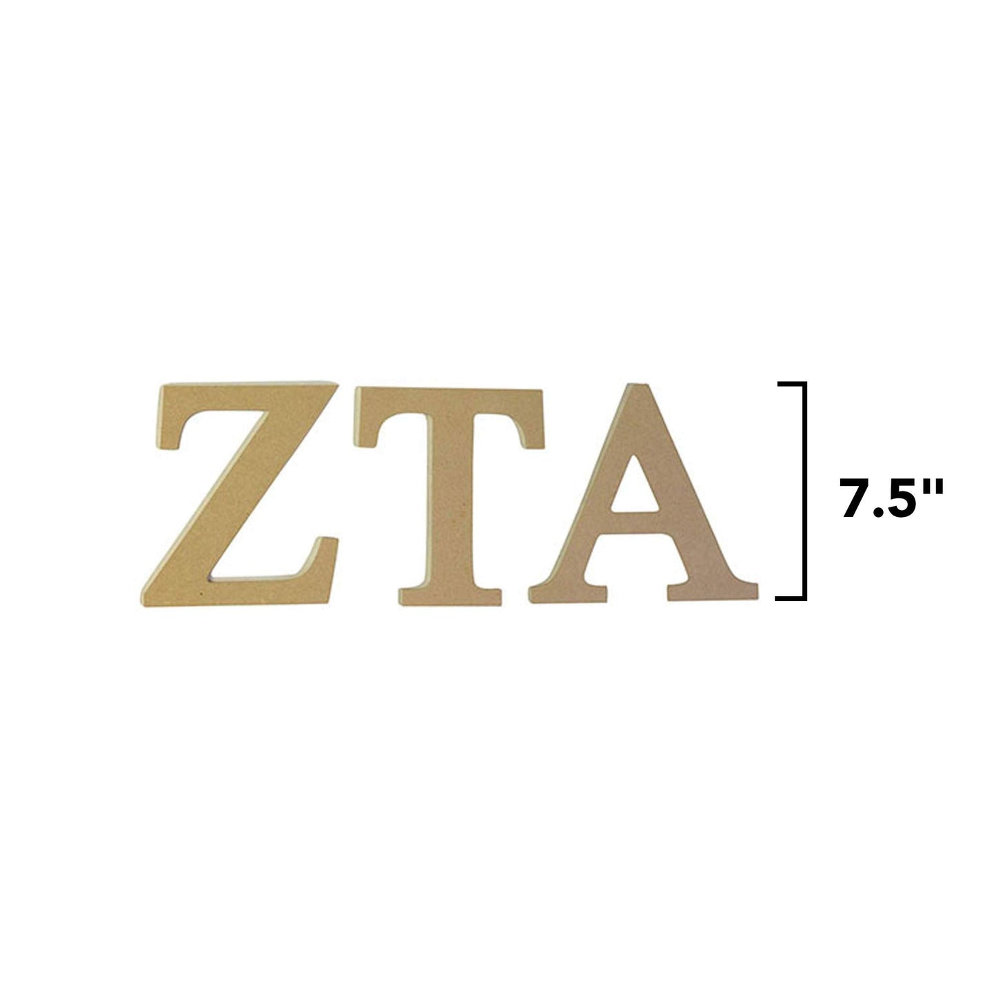 Desert Cactus Zeta Tau Alpha Wooden Letter Set - 7.5 inch Unfinished MDF Wood Zeta ZTA Sorority Greek Letters for DIY Arts and Crafts