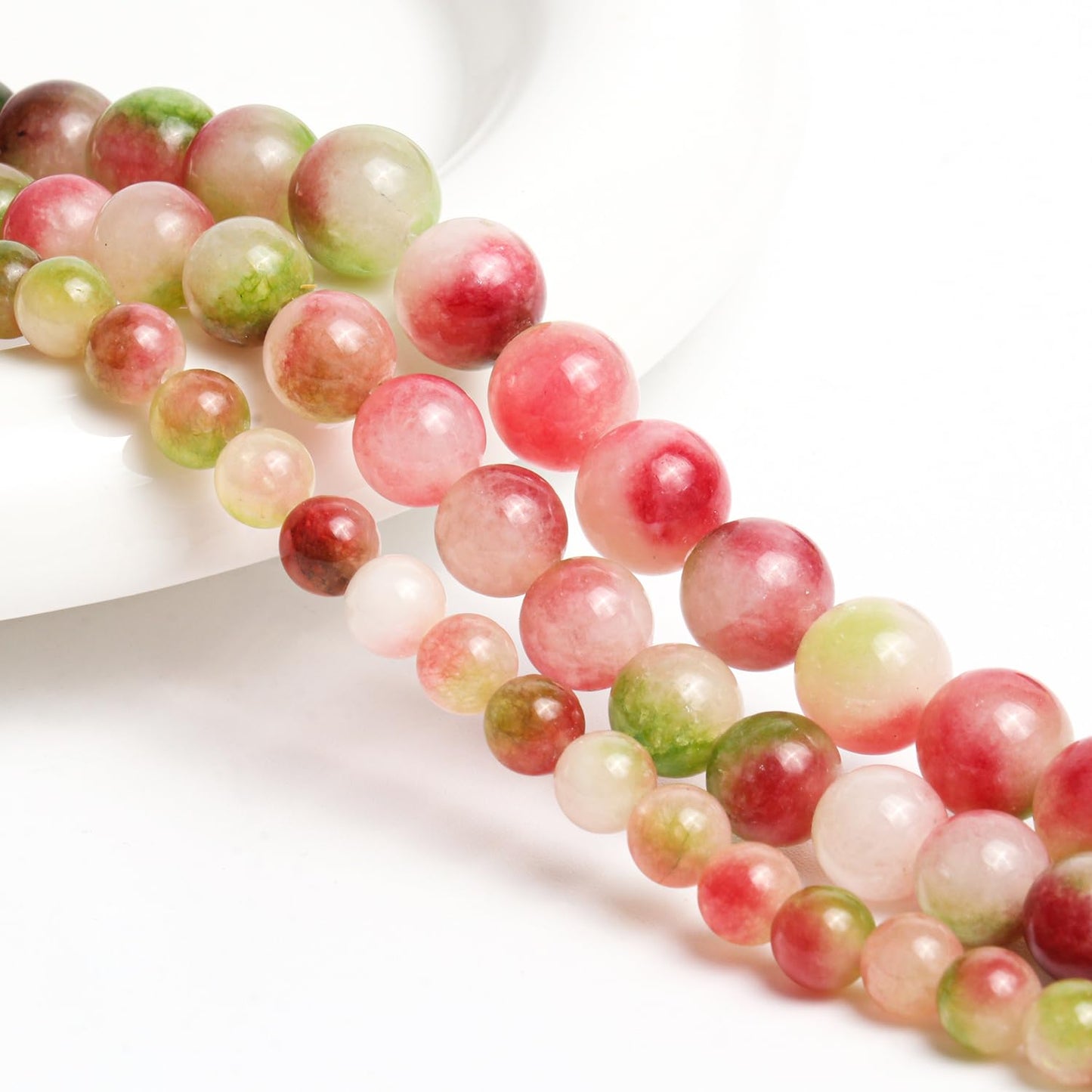 NITOPUPU 10mm 37pcs Watermelon Tourmaline Natural Stone Beads for Jewelry Making Supplies, Round Crystal Beads for Bracelets Necklace DIY Crafts