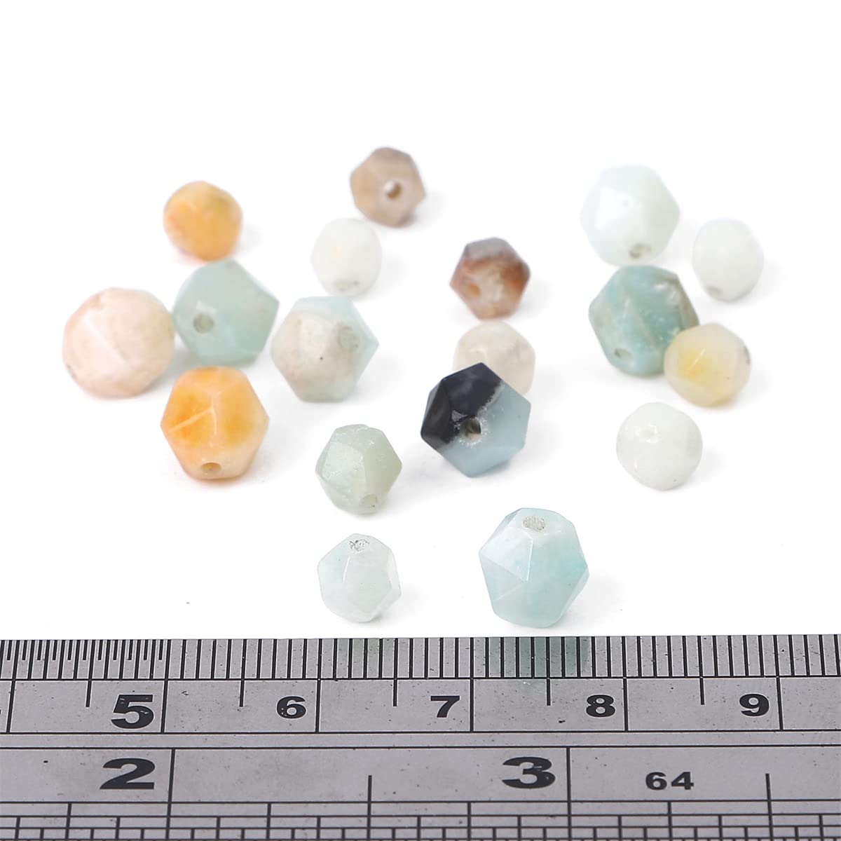 BEADIA Faceted Natural Amazonite Stone Round Beads 8mm 36cm/Strand for Jewelry Making