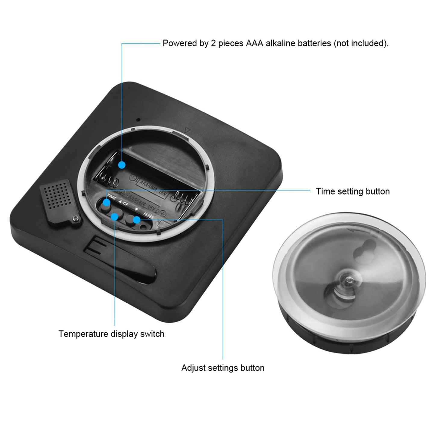 SS SUNSBELL Digital Bathroom Shower Wall Clock Timer, Shower Clock Waterproof with Big LCD Display, Touch Screen Timer with Suction, Large Countdown Visual Hanging Wall Clock (Black)