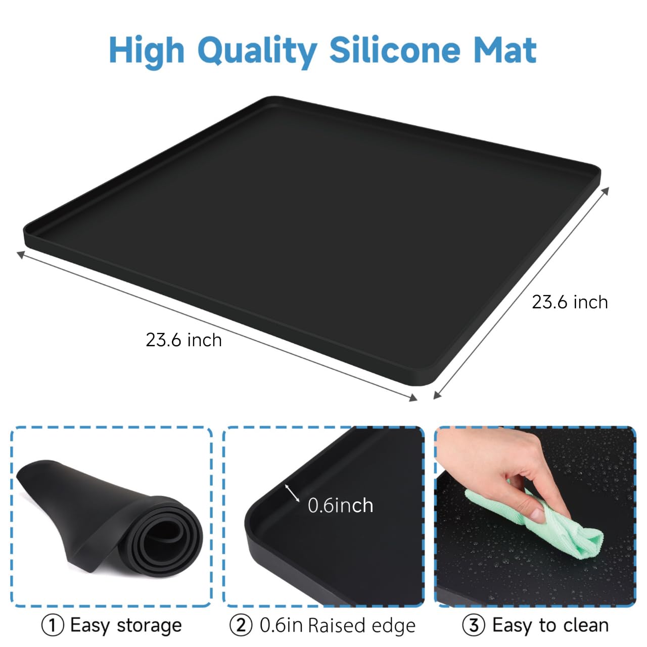 Mini Fridge Stand with Silicone Mat, Universal Stand Base is Adjustable, 4 Sturdy Feet and Hardened Steel Tube, 24''x 24'' Drain Pan, Suitable for Fridge, Washing Machine, Dryer, Wine Cabinet.