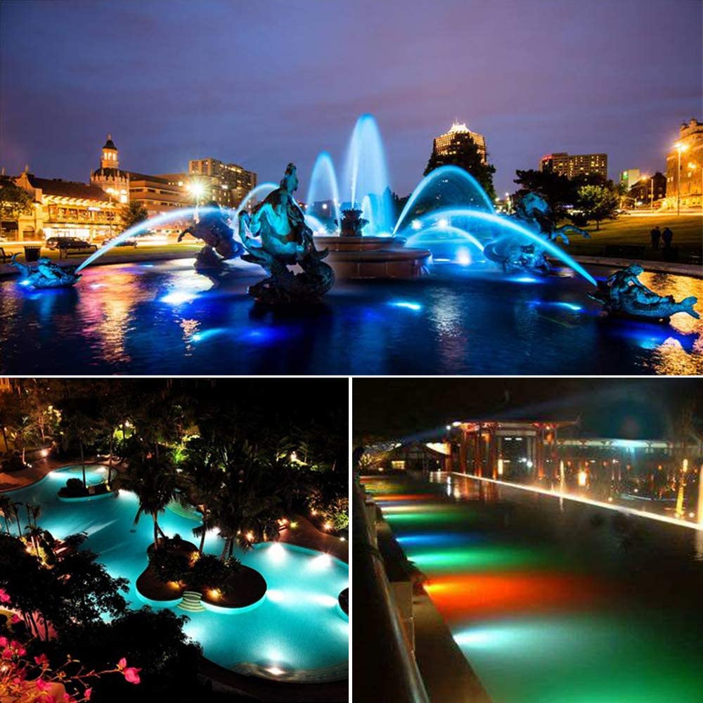 RSN LED Underwater Lights,18WRGB Color Changing Submersible Fountain Spotlights,IP68 Waterproof Landscape Lights Suitable for Ponds Pool Fountain Waterfall 2 Pack（Include Transformer）