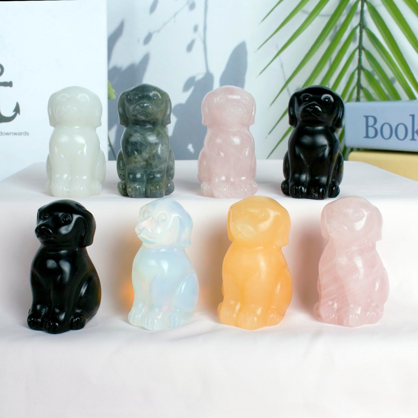 Ytbeoxk Hand-Carved Natural Yellow Jade Crystal Dog Sculpture for Spiritual Healing Energy Stone Feng Shui Wealth Protection Figurine Home Office Desk Decor Unique Gift for Pet Lovers Birthday.