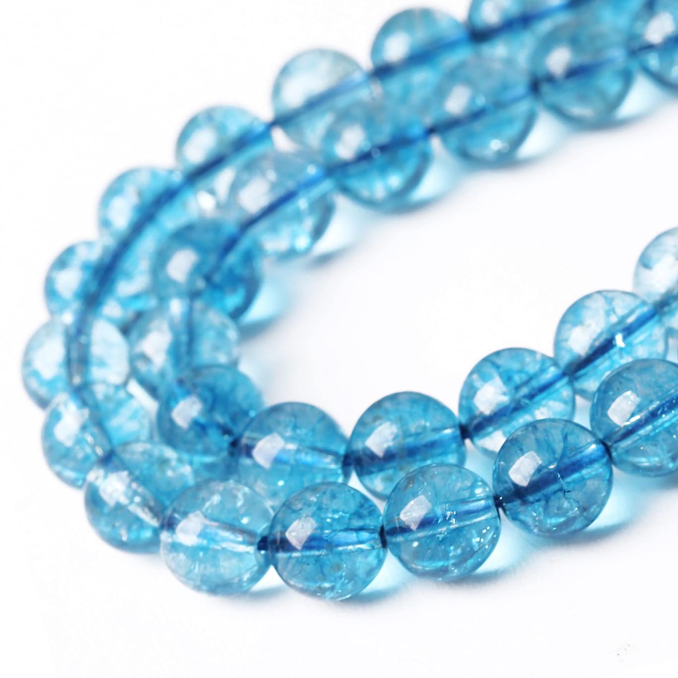 Natural Lake Blue Snow Crystal Stone Beads for Jewelry Making DIY Bracelet Necklace Jewelry Making 1 Strand 15.5inch 35PCS 10MM