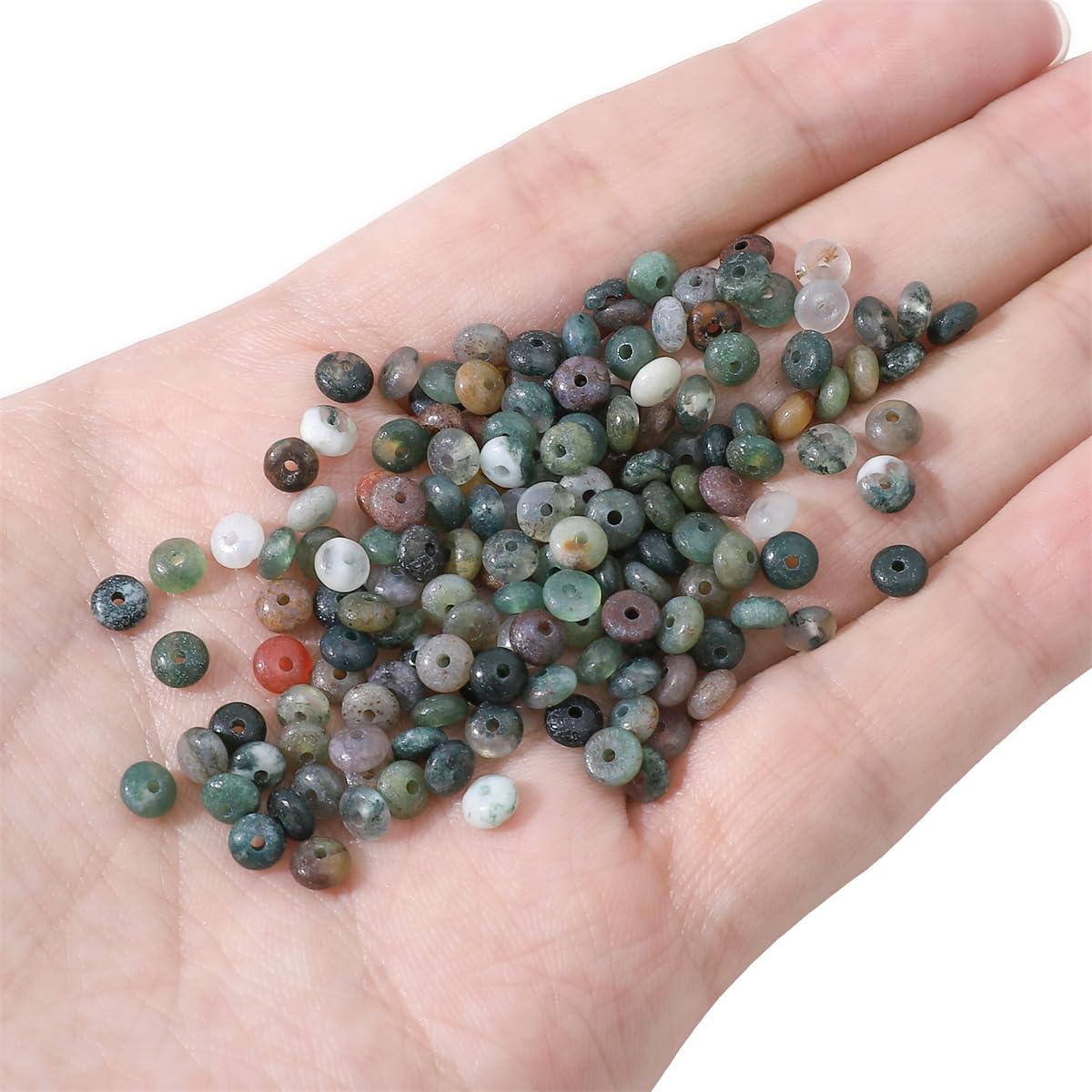 BEADIA Natural Indian Agate Disk Stone Beads 4x2mm 160pcs Rondelle Loose Semi Gemstone Beads for Jewelry Making Design