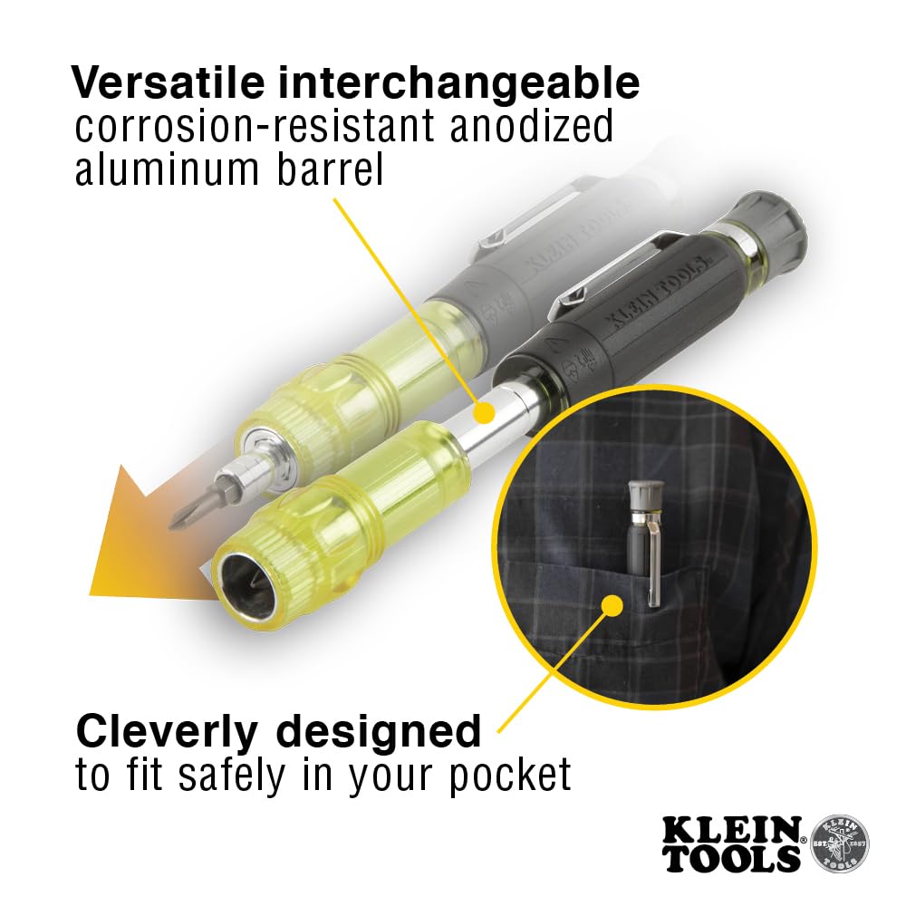 Klein Tools 80037 Screwdriver Tool Set, Multi-Bit Pocket Precision Screwdriver and Adjustable Length Stubby, 2-Piece