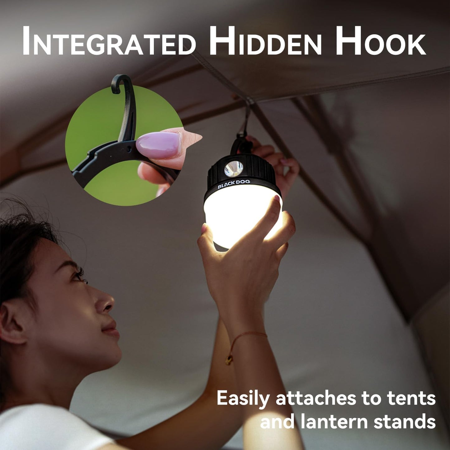 BLACKDOG Collapsible Solar Camping Lantern, Hanging Outdoor Light with Multiple Modes & Adjustable Brightness for Camping Hiking Emergency Garden