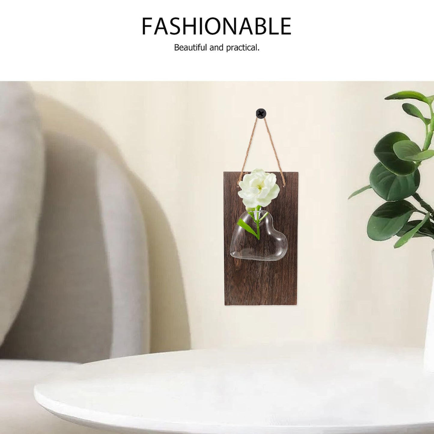 OHPHCALL Wall Mounted Glass Vase Hydroponic Air Planter Glass Terrarium for Indoor Plants Home Décor Creative Wall Ornament with Heart Shape