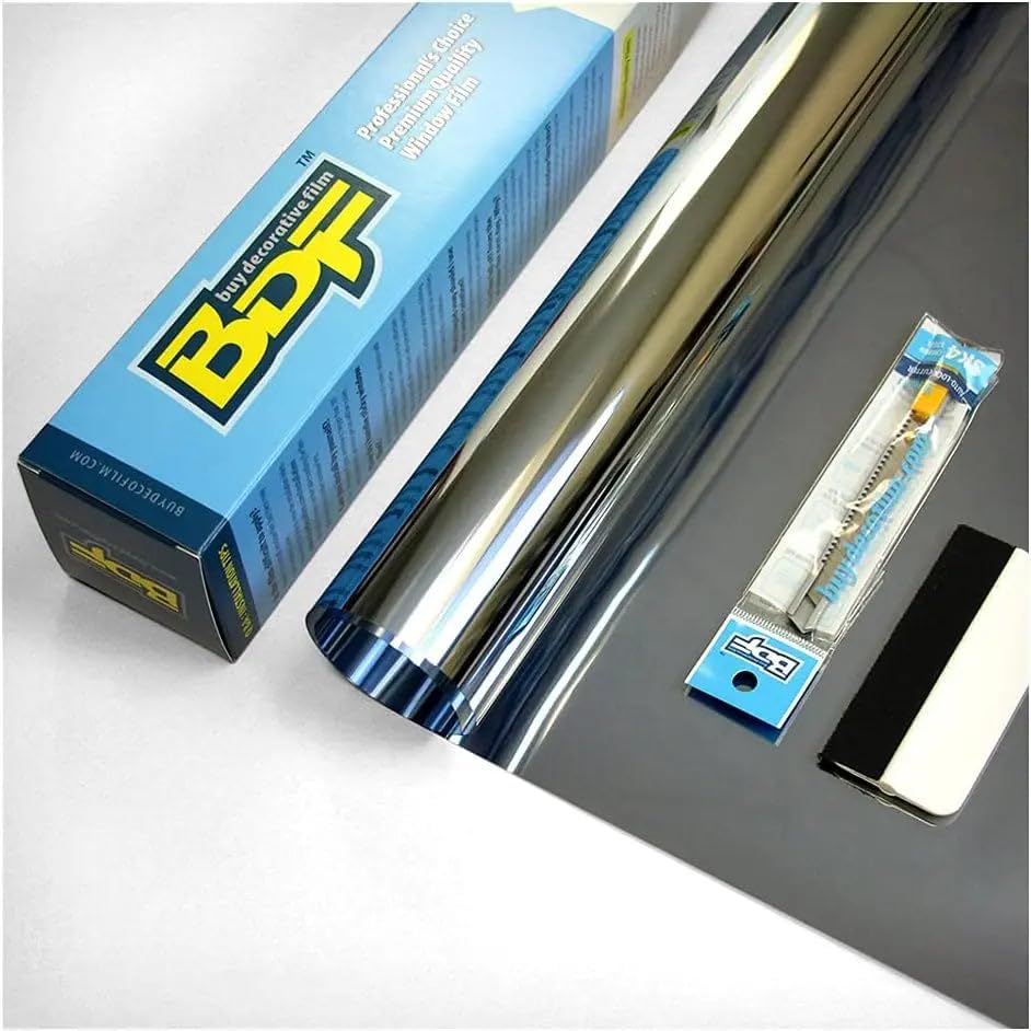 BDF S03 Window Film Highly Reflective Mirror Daytime Privacy and Sun Control Silver (Extremely Dark) - 60in X 24ft