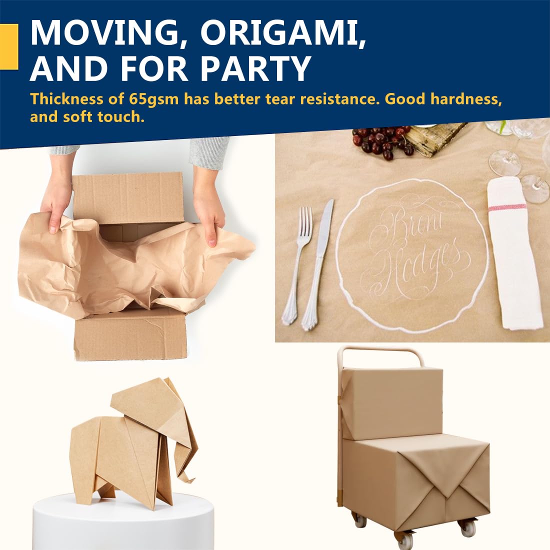 PerkHomy Brown Kraft Paper Roll 17.5" x 1,800" (150') for Gift Wrapping Bulletin Board Craft Art Bouquet Flower Packing Moving Shipping Floor Covering Table 70GSM 50LB (Brown, 17.5" x 150')