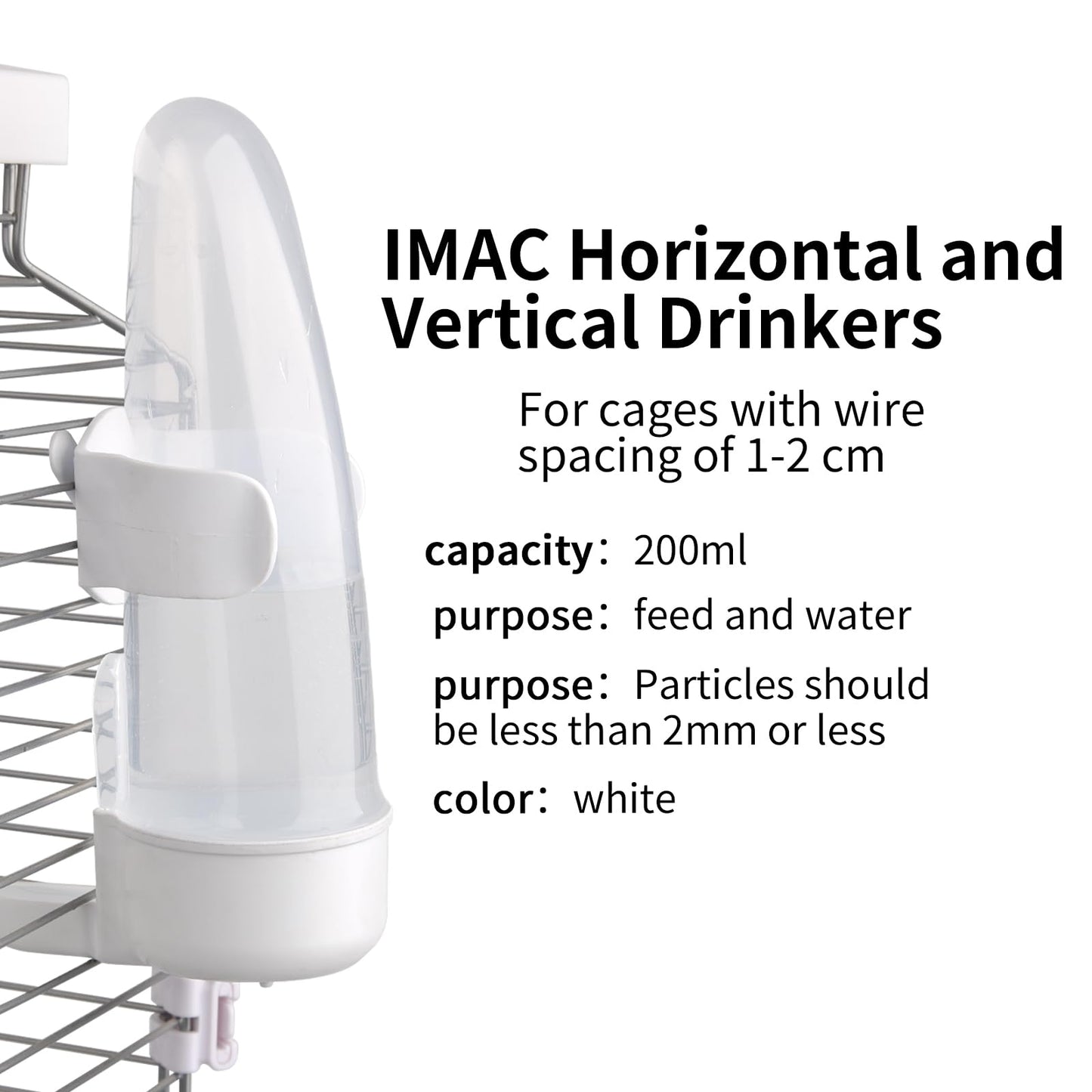 YOOSO WING Bird Feeder Automatic Bird Water Dispenser Set for Cage No Mess Parakeet Cage Water Dispenser PP Material, 200ml/6.8fl oz (2PCS)