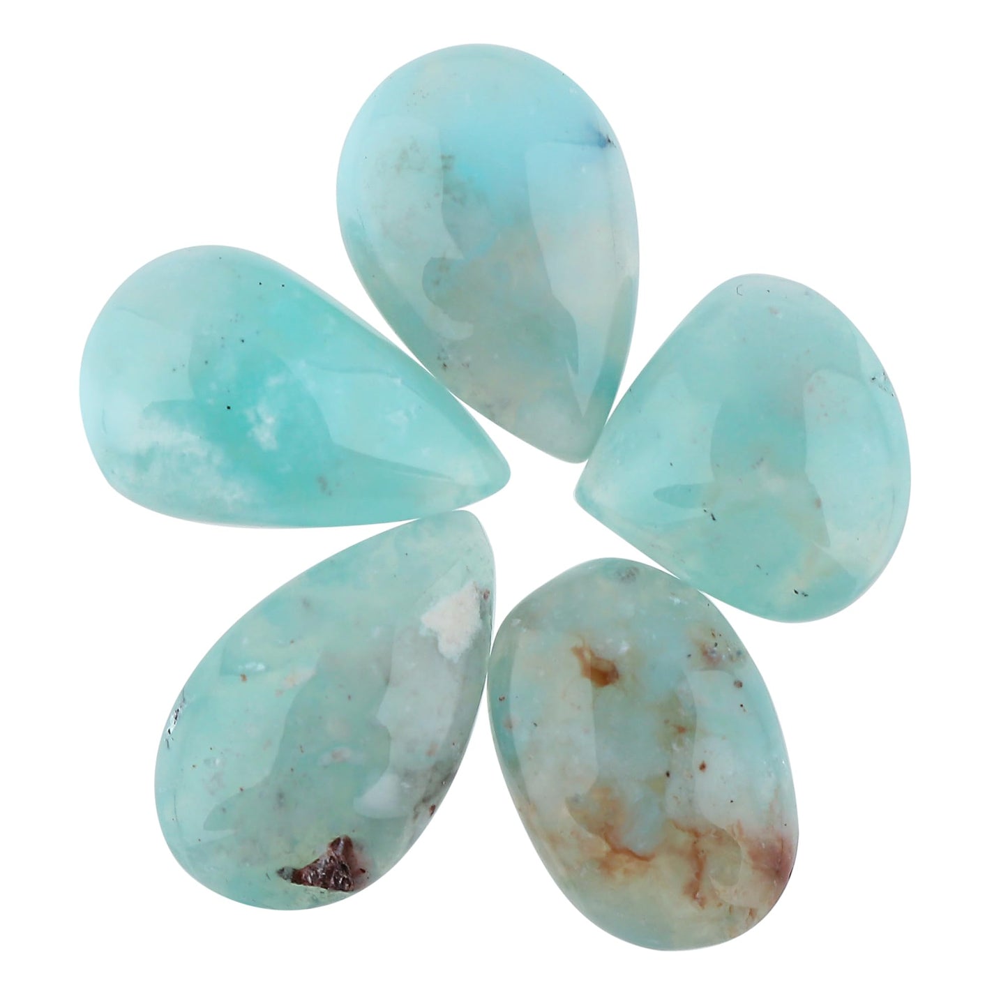 CRYSTALINES 5pcs, Wholesale Aquaprase Crystals Cabochons, Natural Flatback Gemstones, DIY Jewelry Making, Bulk Polished Loose Stones, Wire Wrapping, Gem Collection, Giftgiving