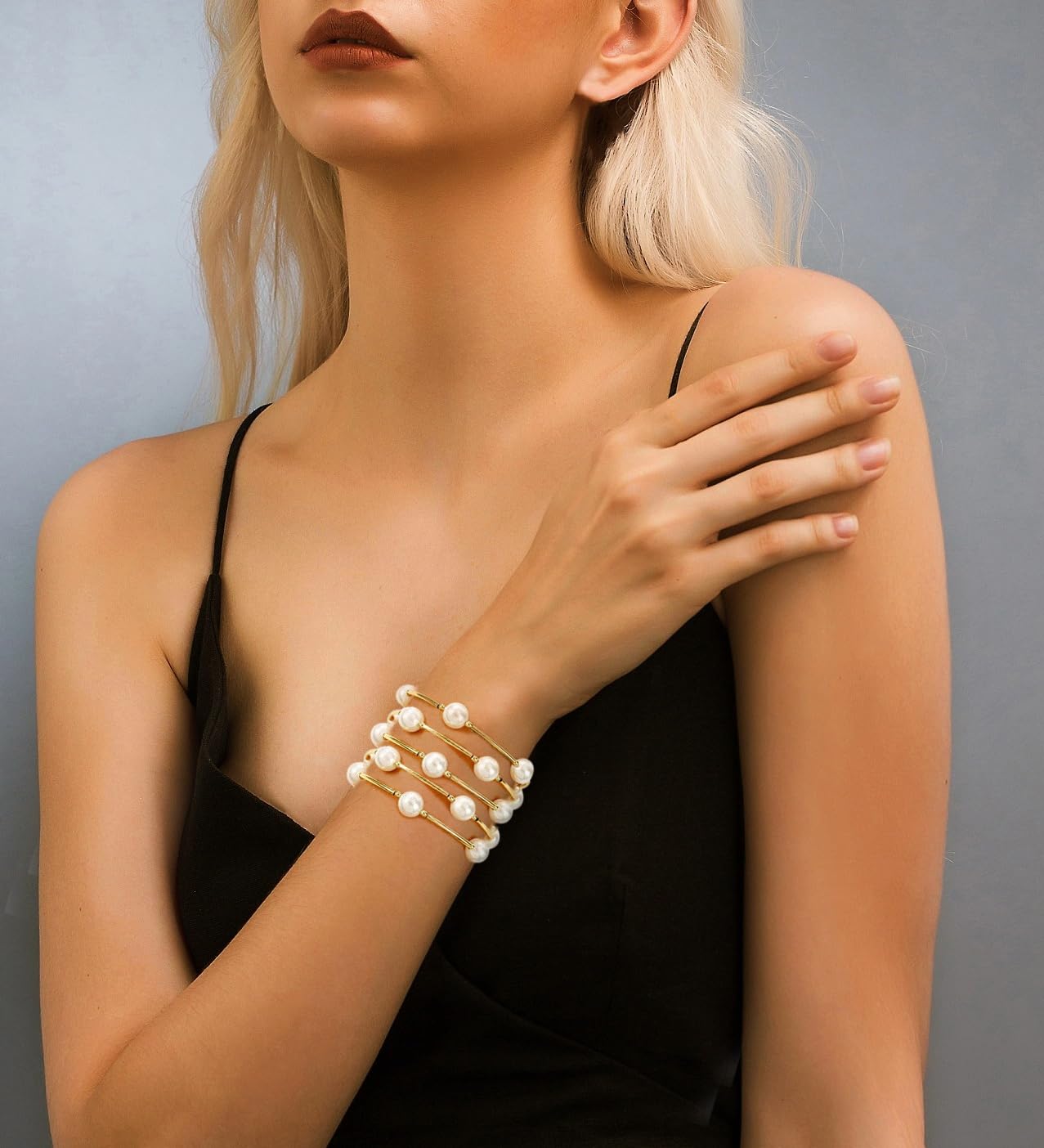Elegance 11 designs Blessing Bracelet 10mm Crystal White Pearl Bracelet Dainty Gold Plated Tube For Women Simple Bridal Gifts For Friends And Loved