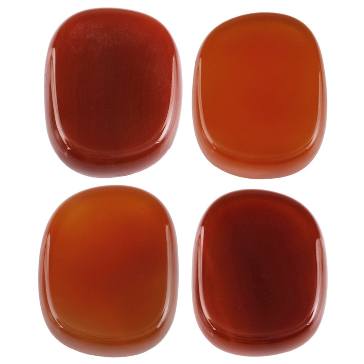 rockcloud Healing Crystal Carnelian 4pcs Engraved Chakra Stones Palm Stone Reiki Balancing