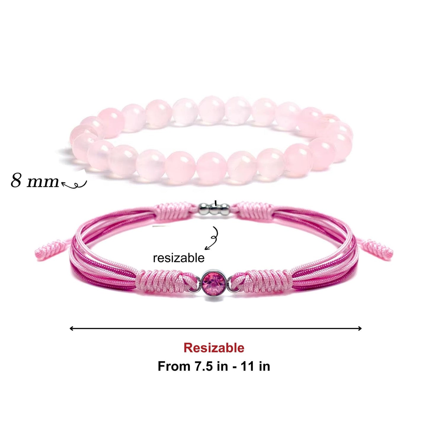 Crgwxzl October Birthstone Bracelets for Women Men,Healing Crystal Protection Stone Rose Quartz Beads Bracelet,String Wrap Zodiac Month Bracelets Birthday Jewelry Gifts