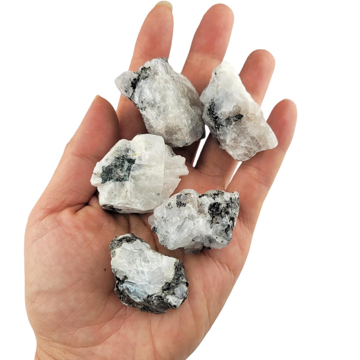 3-5Pcs Moonstone Natural Raw Crystals 1''-2'' Rough Stones Rocks for Tumbling Polishing Cabbing Gemstones Crystals and Healing Stones for Wicca Reiki,Fountian Rocks for Decorations (Moonstone)