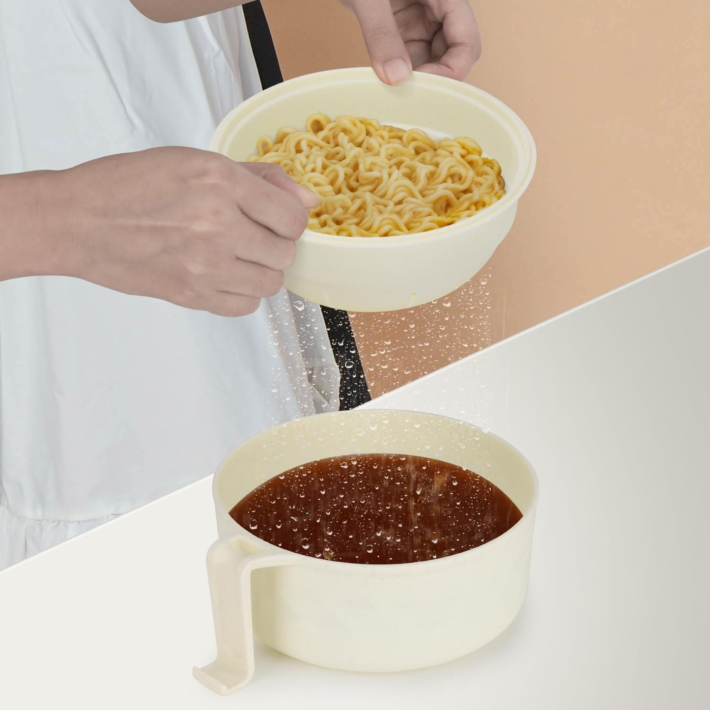 UUGLAM Ramen Bowl Set of 2, Ramen Cooker 33 oz, Ramen Bowls with Chopsticks and Spoon, Microwave Pasta Cooker, Ramen Bowl Microwave Gift College Dorm Essentials for Girls Guys (White)