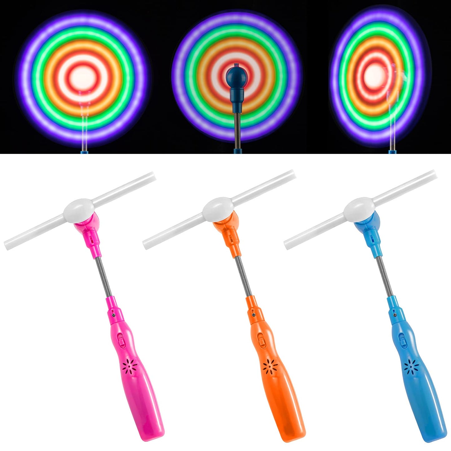 Flashing Light Up Windmill for Kids, 3PCS Spinning LED Music Colorful Windmill, Glow in The Dark Party Supplies, Kids Birthday Party Favors for Teens (Without Dry Battery)
