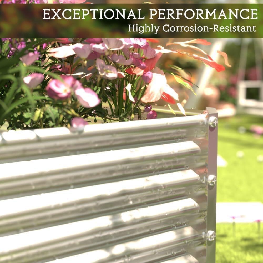 FRIZIONE 2pcs Tall Galvanized Raised Garden Bed Outdoor,Steel Garden Bed for Vegetables,Above Ground Garden Box for Flower,Metal Raised Beds for Gardening - 6x3ft