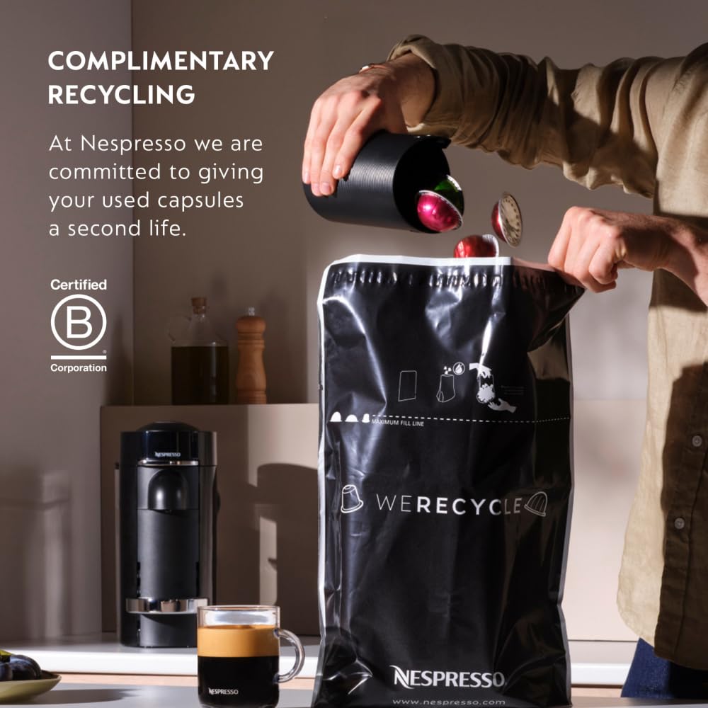 Nespresso Vertuo Pop+ Coffee and Espresso Machine by De'Longhi with Aeroccino Milk Frother, Liquorice Black