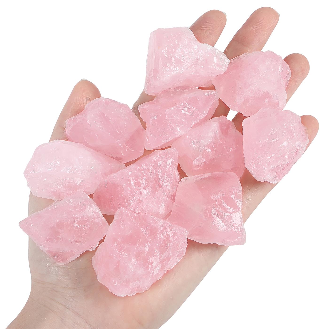 YATOJUZI Rose Quartz 1lb Bulk Natural Healing Crystals Raw Rough Rocks Stones Sets for Cabbing Tumbling Cutting Lapidary Polishing Reiki Crytsal Healing Wire Wrapping Decoration Gemstone