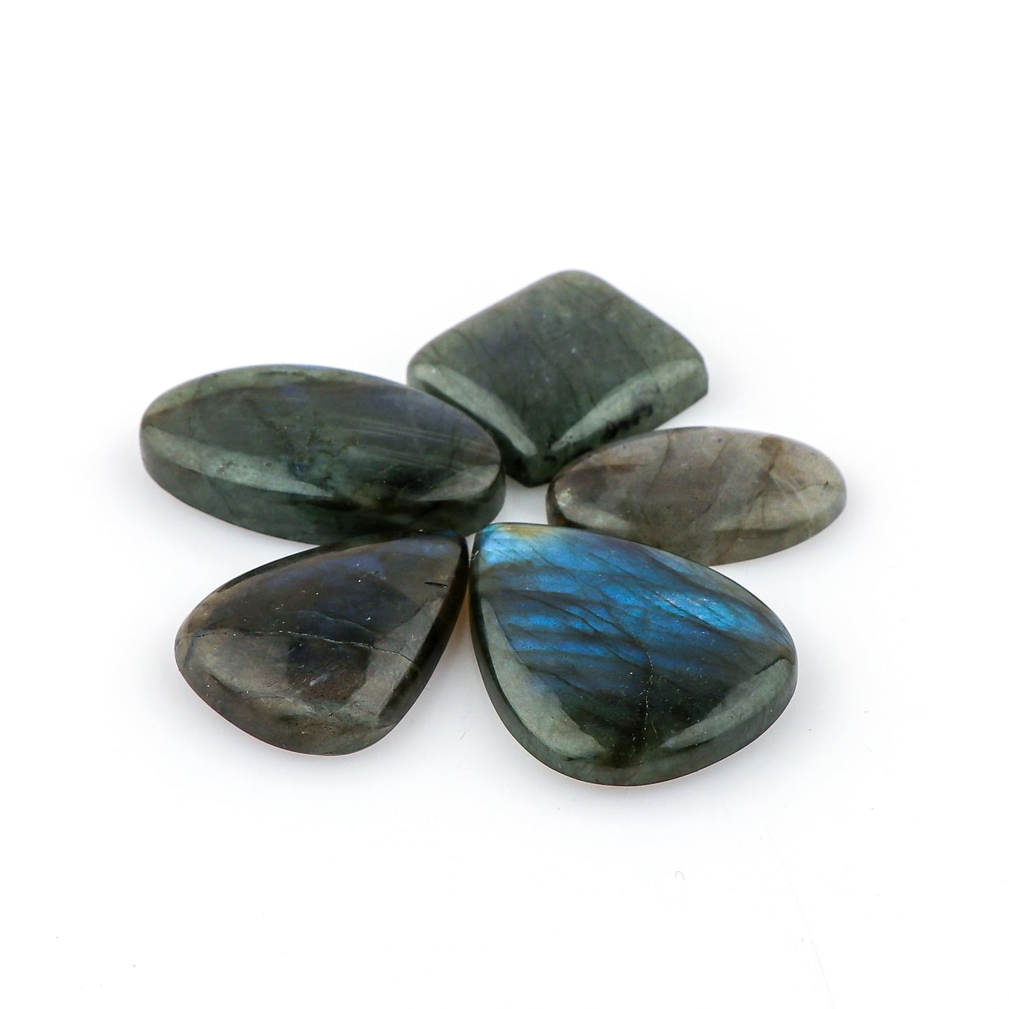 CRYSTALIS 5pcs, 25-35mm, Natural Labradorite Loose Gemstone Wholesale Bulk Cabochons Jewelry Making Supply, Chakra Healing Polished Stones, Wire Wrapping, DIY, Gem Collection, Mix-Shape