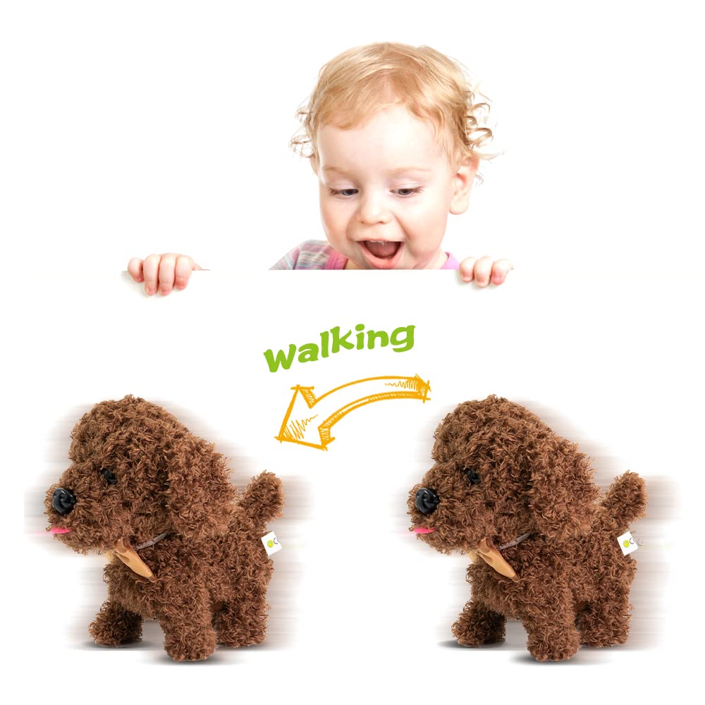 WEofferwhatYOUwant Labradoodle Robot Dog – Interactive Plush Puppy Toy That Walks and Barks – Goldendoodle Stuffed Animal with Sounds – Cuddly Educational Gift for Toddlers 18+ Months