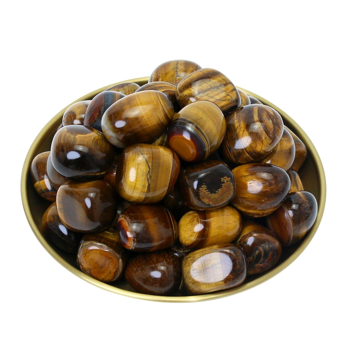 Namzi Tumbled Polished Natural Tiger's Eye Stones for Tumbling, Cabbing, Fountain Rocks, Decoration, Polishing, Wire Wrapping, Wicca & Reiki Healing Crystals(10 Pcs)