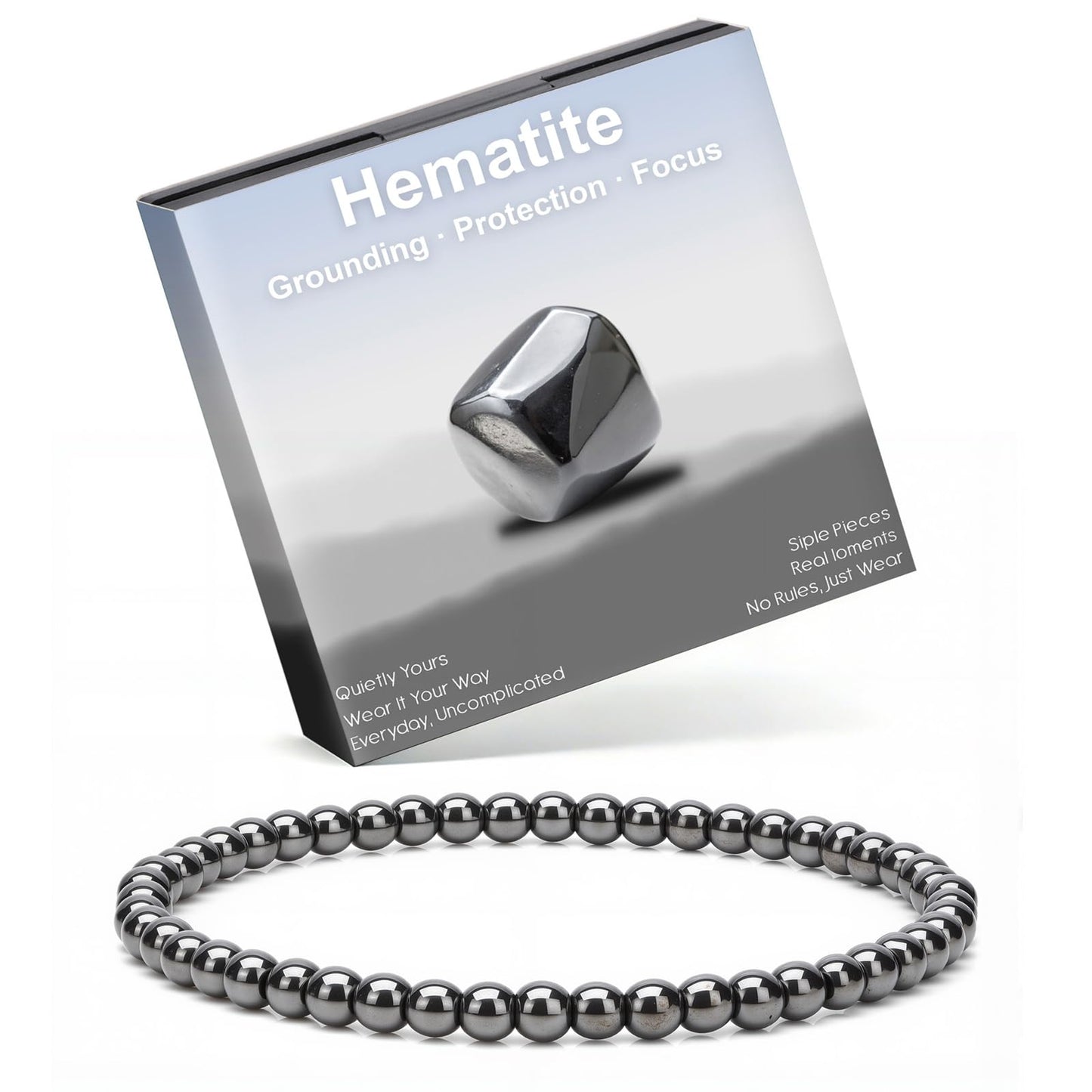 Risyfjew 4MM Handmade Black Obsidian Natural Gemstone Stretch Elastic Bracelet,PE Film Anti-oxidation Packaging Natural Stone Crystal Healing Power Energy Gifts for Adult