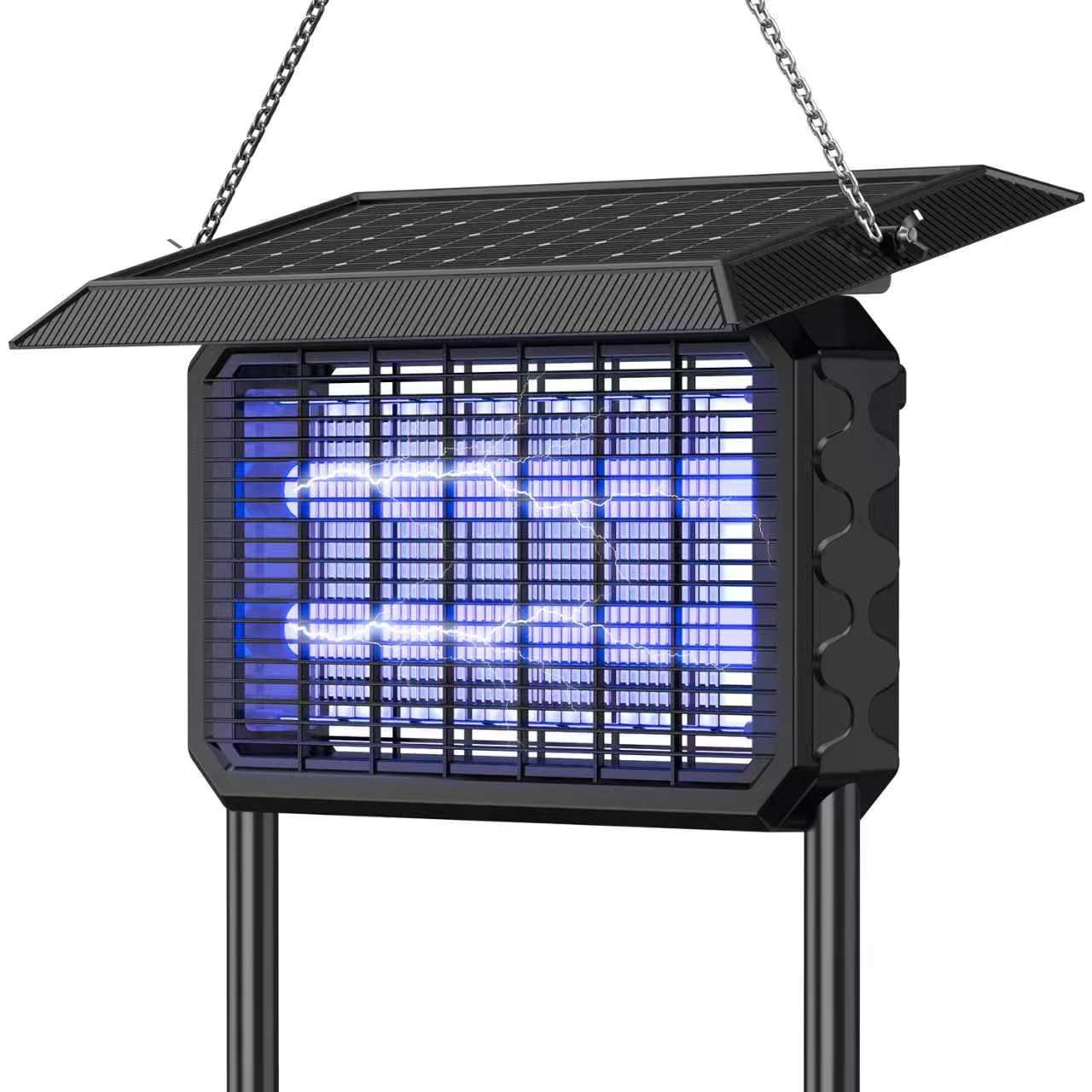 IYZ Solar Bug Zapper Outdoor, 6000mAh Rechargeable Mosquito Killer with 15" Large Grid,Waterproof, Portable Fly Trap for Patio, Yard, Garden, Home & Camping (Black)