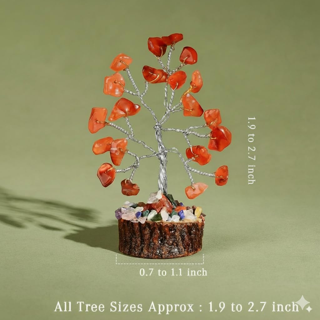 Crystal Tree Set of 12, Thoughtful Gifts for Women, Office Desk Decoration, Home, Shelf Decor for Positive Energy, Money, Reiki Healing, Good Luck, Birthday Gifts for Mom Love Ones
