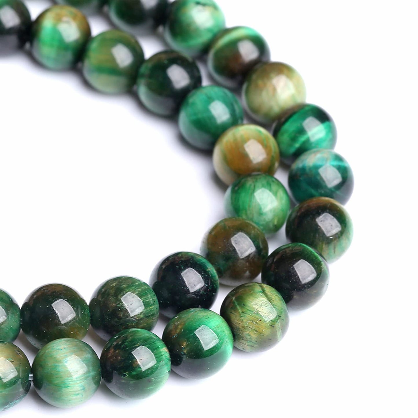10MM 36PCS Natural Multi Green Tiger Eye Stone Beads for Jewelry Making DIY Bracelet