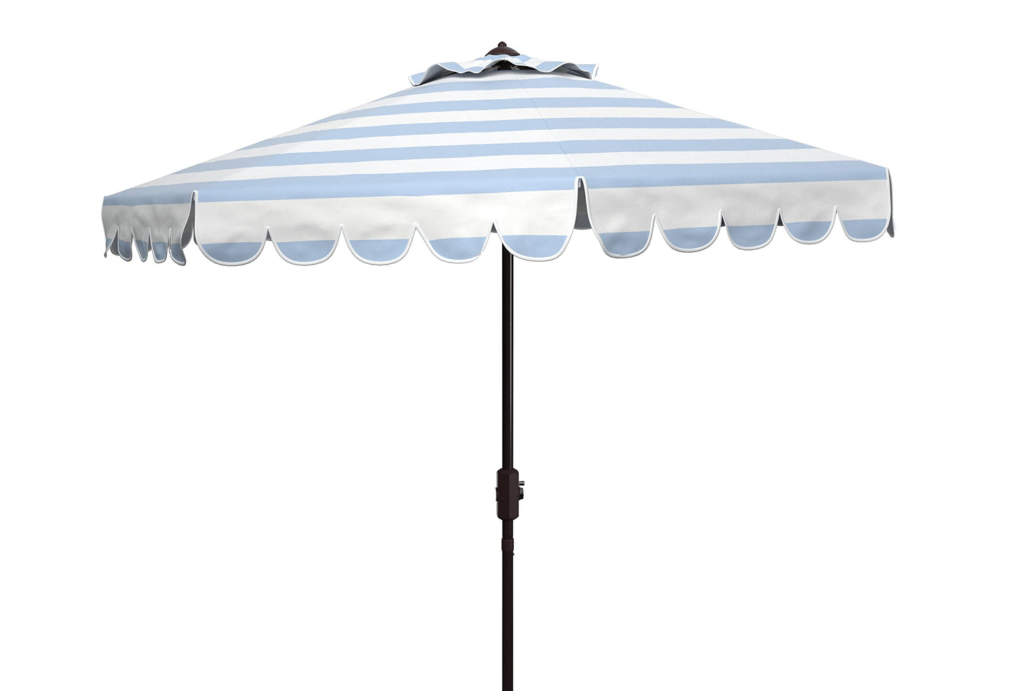 SAFAVIEH 9ft Outdoor Patio Umbrella, Round, Maui Collection, Baby Blue & White Stripe, Crank, Button Tilt, UV Resistant for Deck, Backyard, Patio (PAT8011U)
