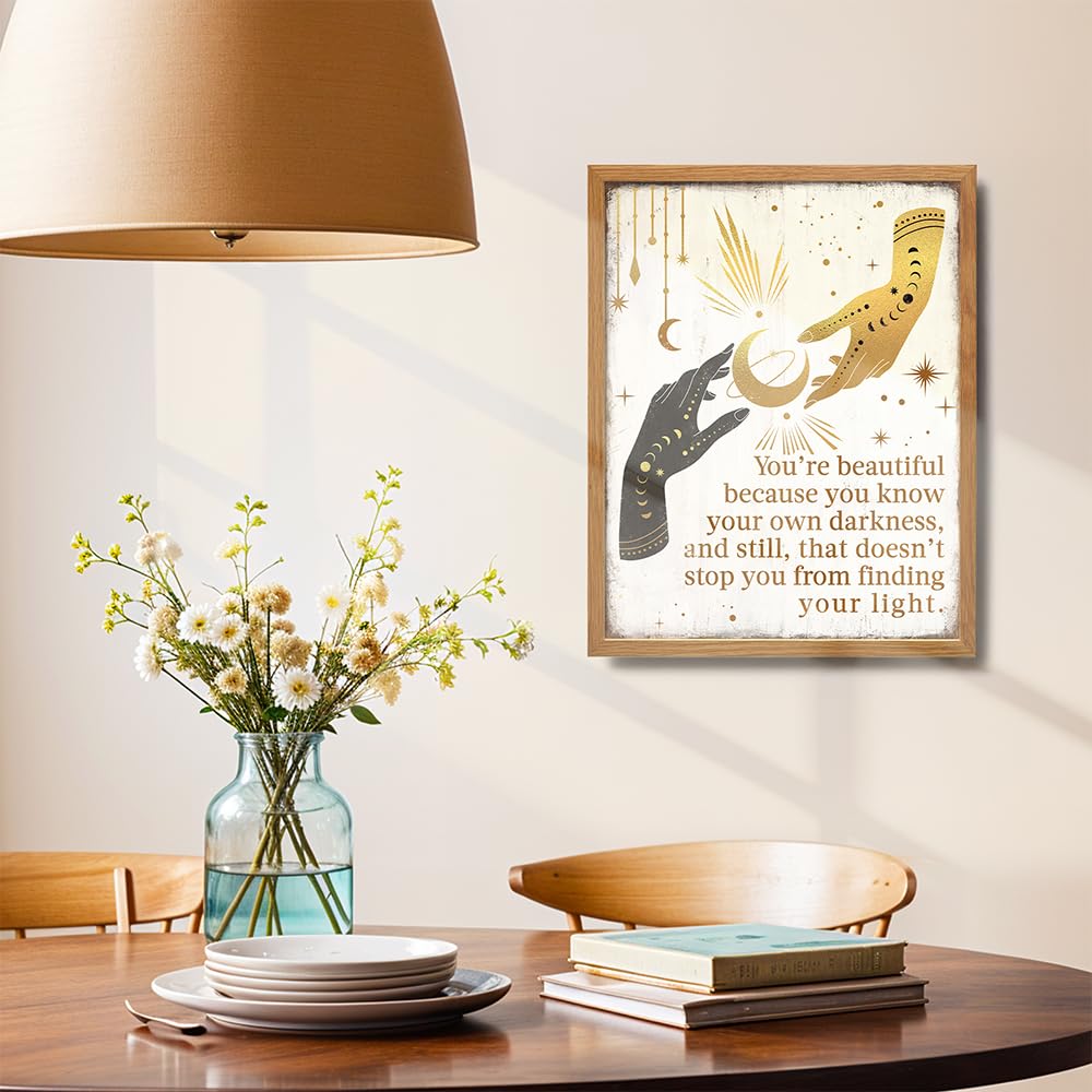 Boho Gothic Wall Decor LARGE 11x14 FRAMED - Witchy Home Decor - positive Quotes Wall Art for Women - Motivational poster Gothic Room Print - Wicca Witch Supplies - Inspirational Decoration for Women