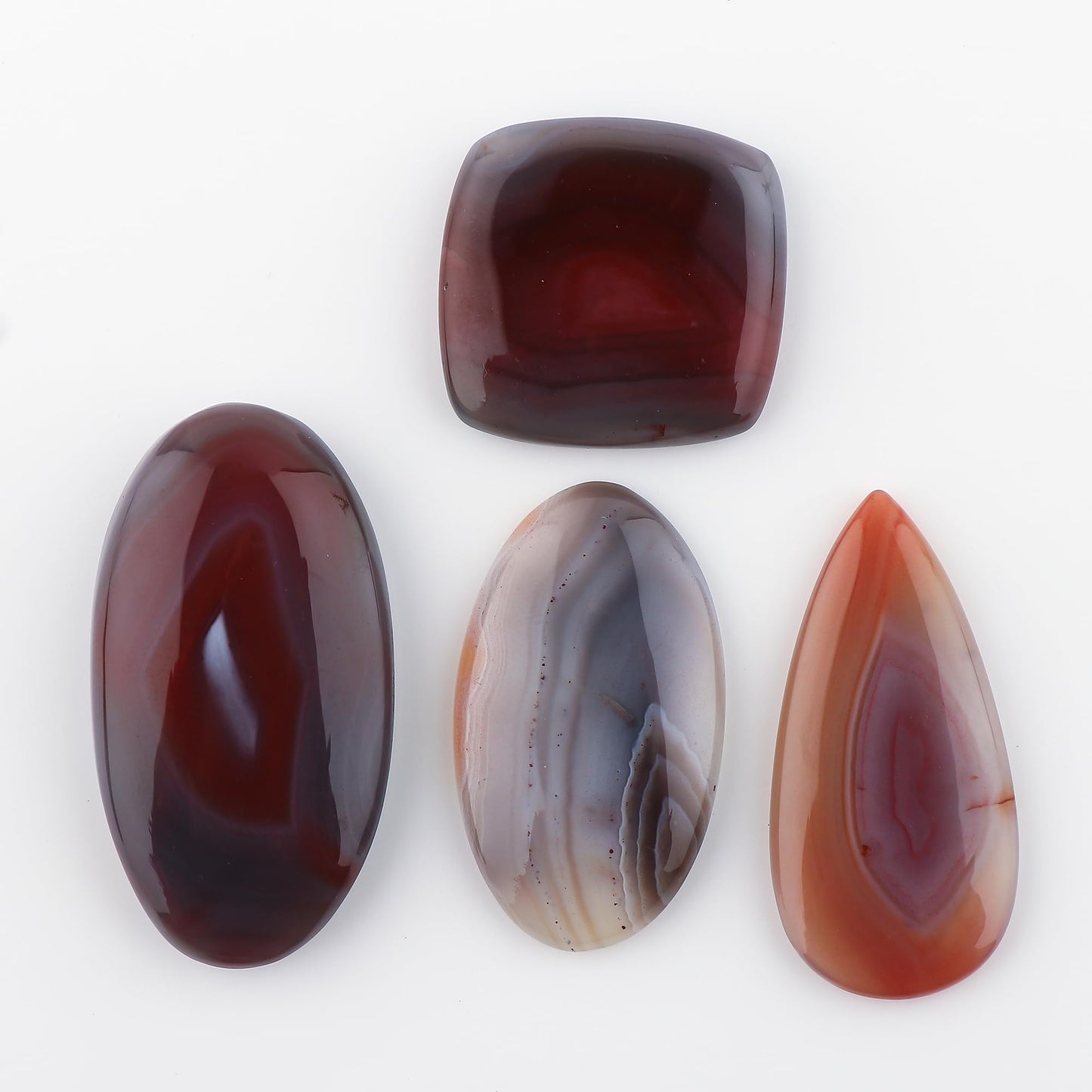 CRYSTALINES 4pcs Natural Botswana Agate Gemstones Cabochon Bulk Polished Stones DIY Jewelry Making Wholesale Assorted Loose Supply Healing Crystals Wire Wrapping Gem Collection