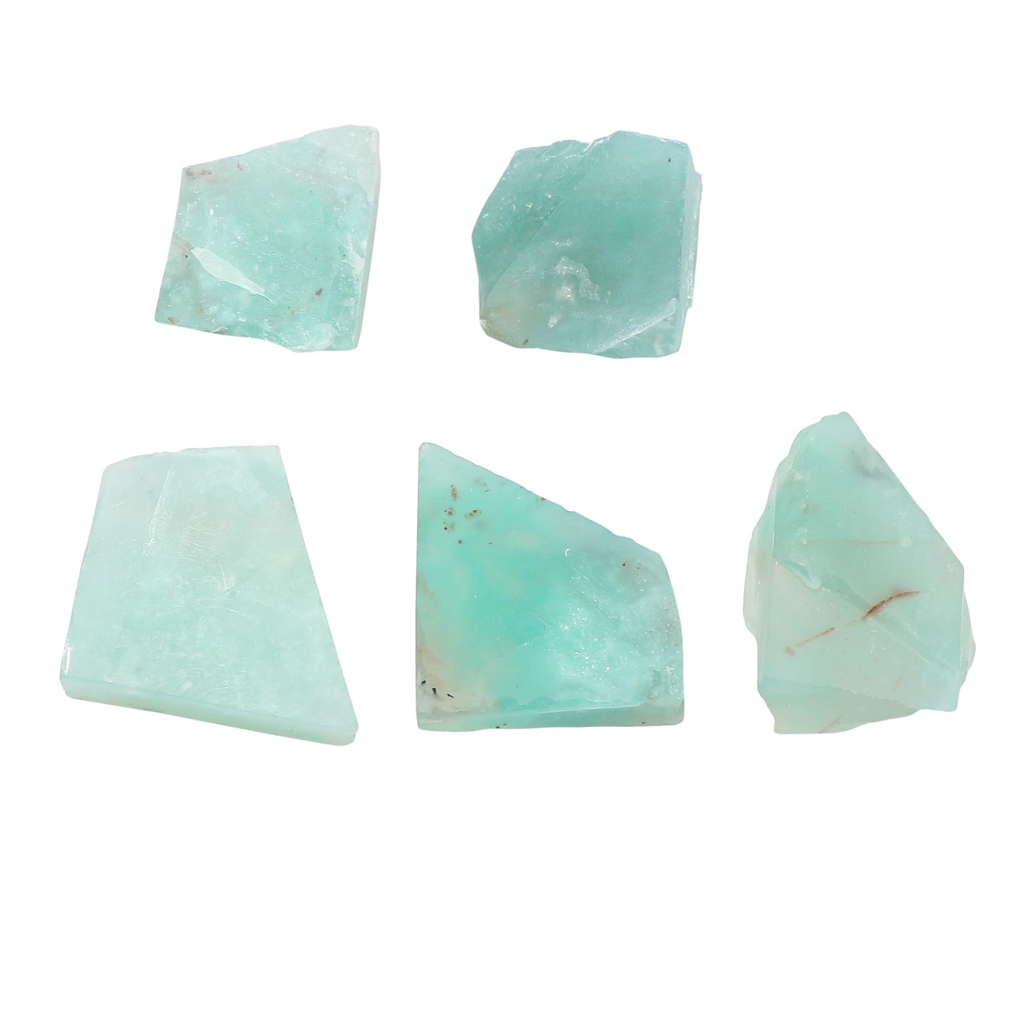 CRYSTALIS 5pcs Natural Big Aqua+ Prase Raw Crystals, Loose Gemstone Wholesale Bulk Rough Jewelry Making Supply, Chakra Healing Stones, Wire Wrapping, DIY, Tumbling, Gem Collection, 15-20mm, AA+