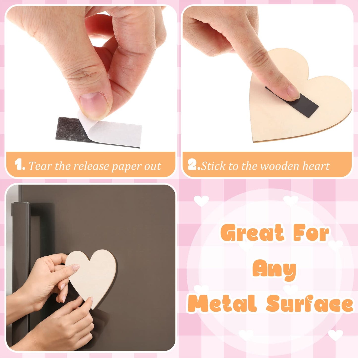 Qunclay 80 Pcs 3.15 Inch Wooden Heart Magnets for Crafts, Unfinished Wood Hearts Bulk, DIY Fridge Magnets, for Painting, Gift, Mother's Day, Father's Day, Wedding, Home, Party Decorations
