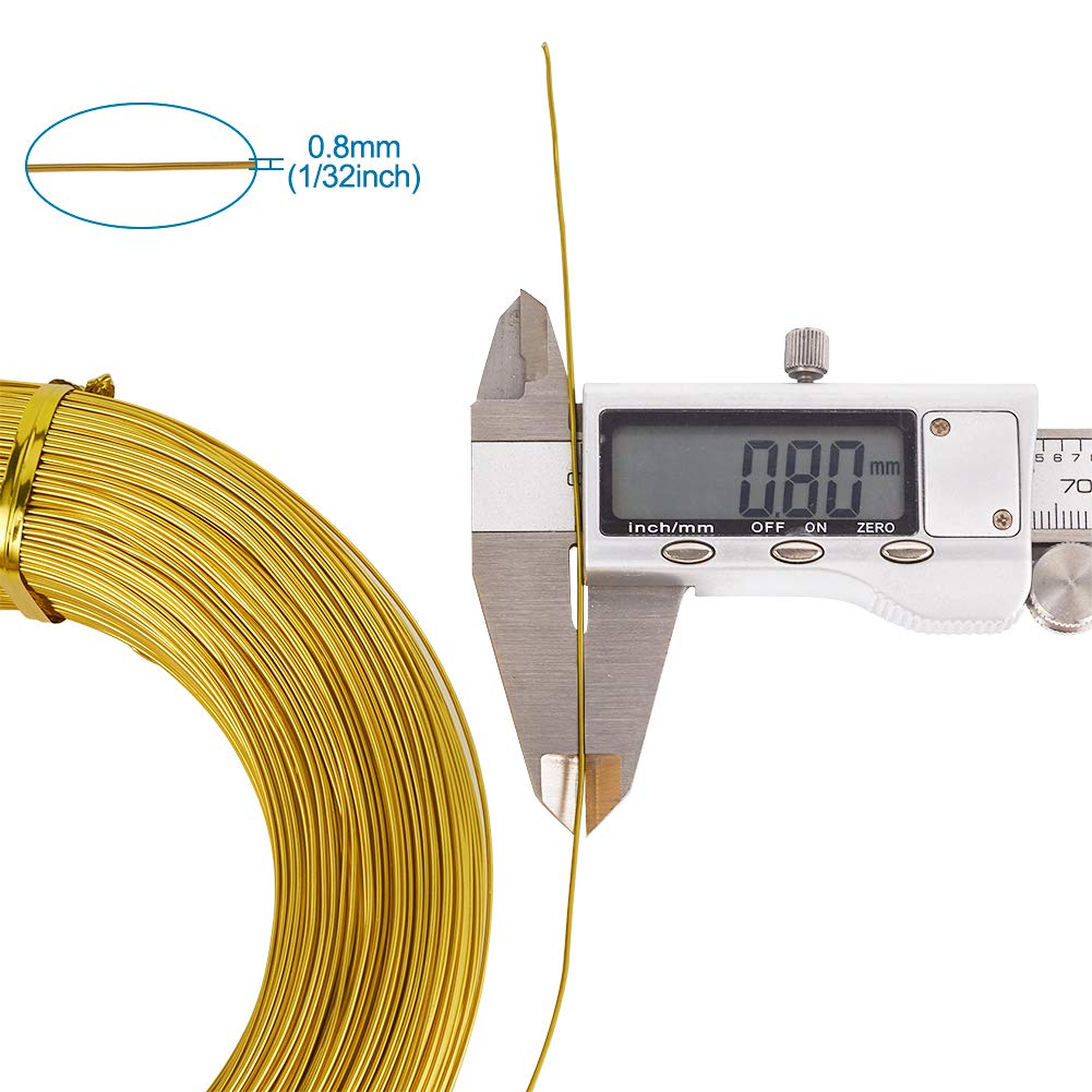 Cheriswelry 980 Feet 20 Gauge Gold Aluminum Wire Bendable Metal Craft Wire Flexible Soft Jewelry Beading Wire 0.8mm for Sculpting Armature Artistic Floral Garden Wrapping DIY Craft