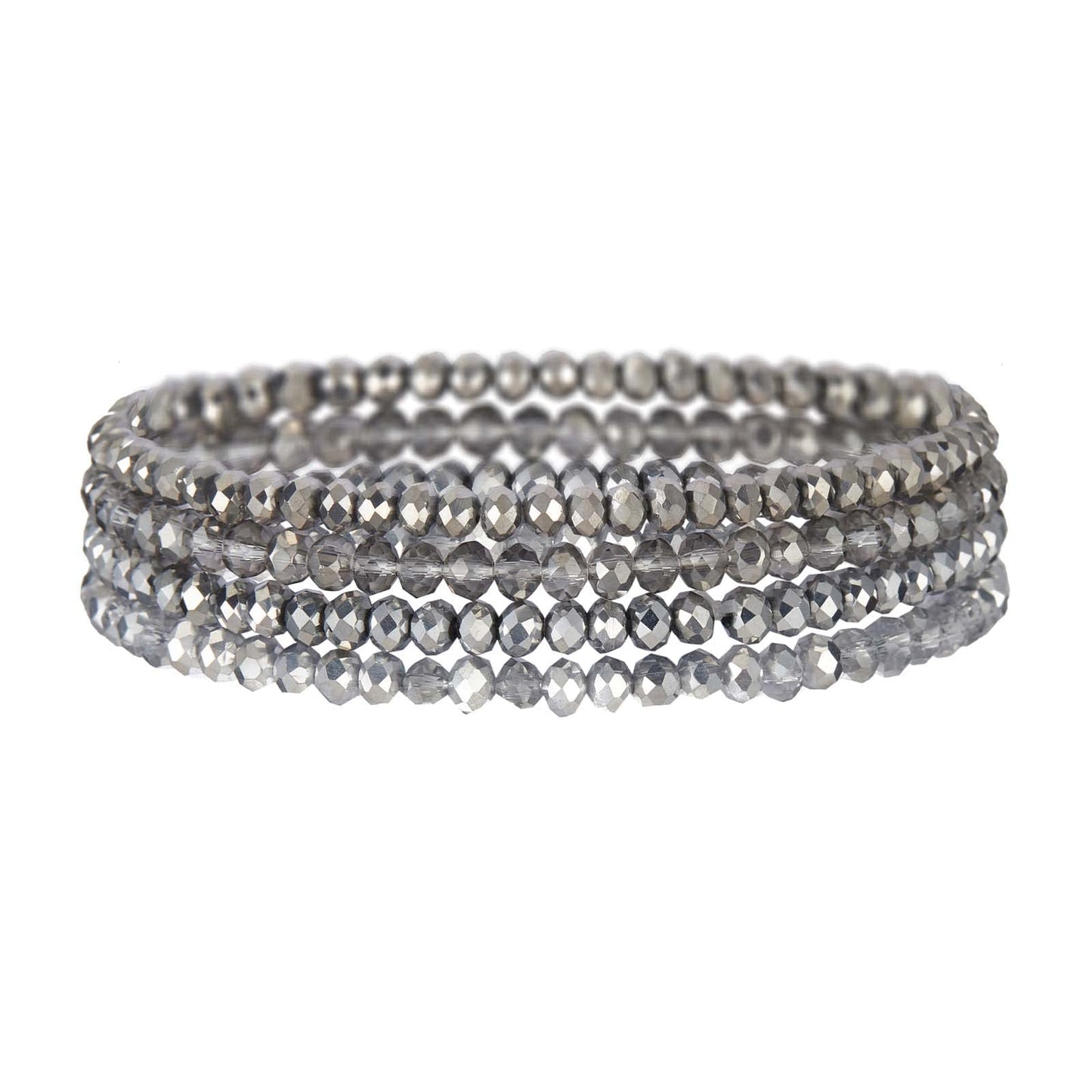 Noessla Beaded Boho Stretch Bracelet Colorful Stackable Crystal Beads Bracelets Trendy Costume Jewelry Mothers Day Gifts for Women(Silver)