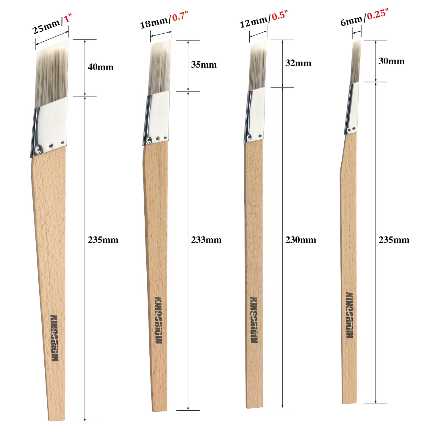 Trim Paint Brushes Set of 8-0.25", 0.5", 0.7", 1" Slant Lining Fitch Paint Brushes for Detail, Small Cutting in Brushes for Trim, Edges and Crafts
