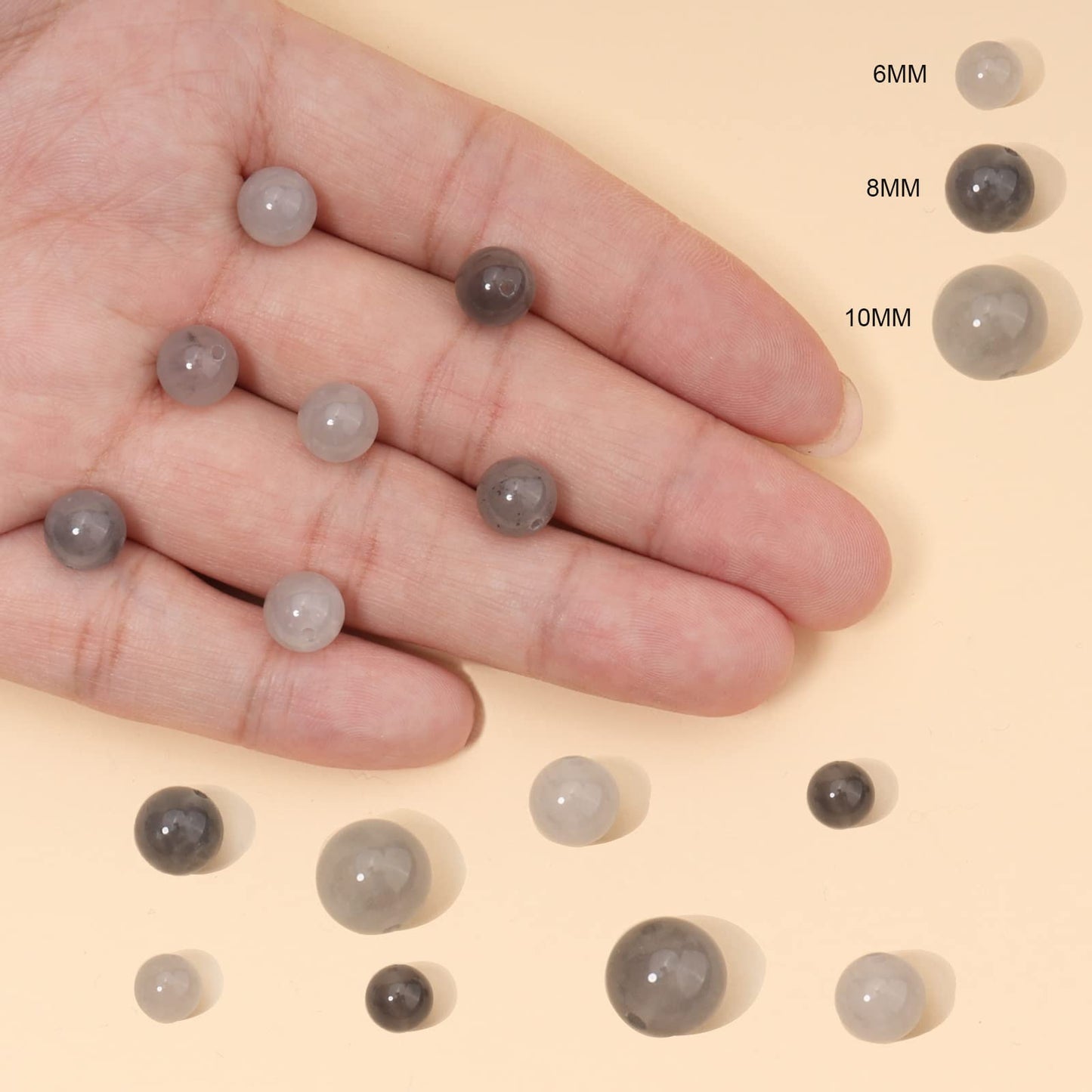 45pcs 8mm Natural Cloudy Quartz Crystal Gemstone Beads Energy Healing Crystal Round Loose Stone Beads for Jewelry Making, DIY Bracelets Necklaces
